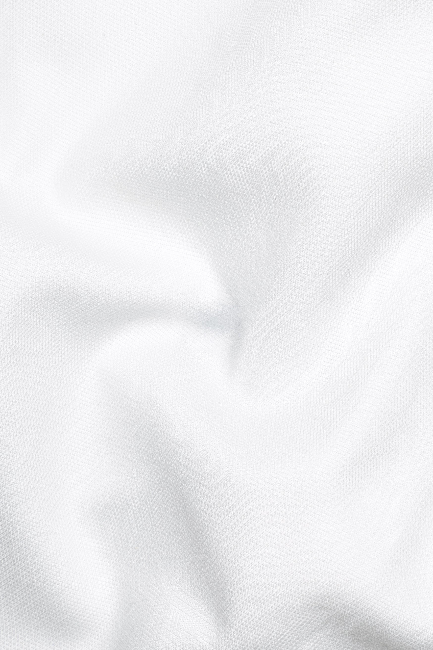 Bright White Dobby Textured Giza Cotton Mandarin Shirt