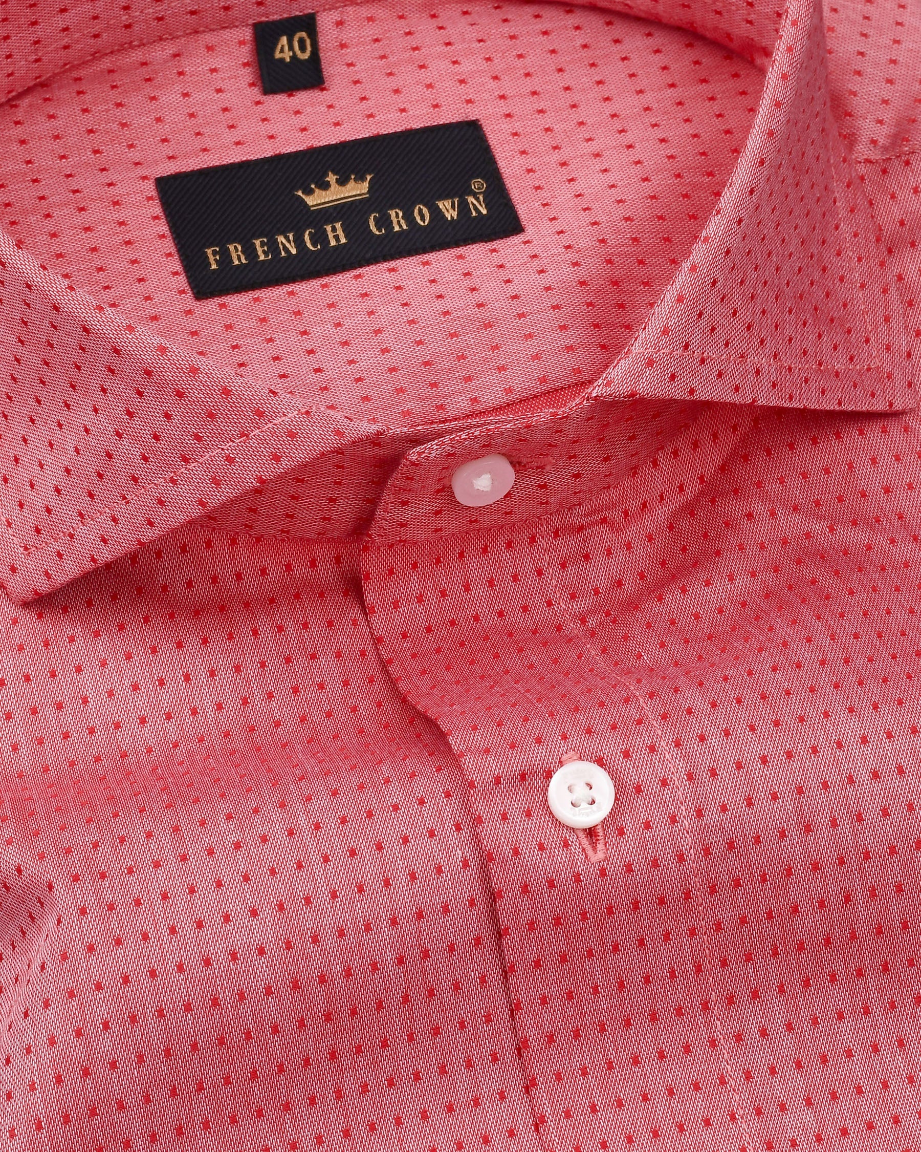 Chilli Pepper Red Dobby Textured Premium Giza Cotton Shirt