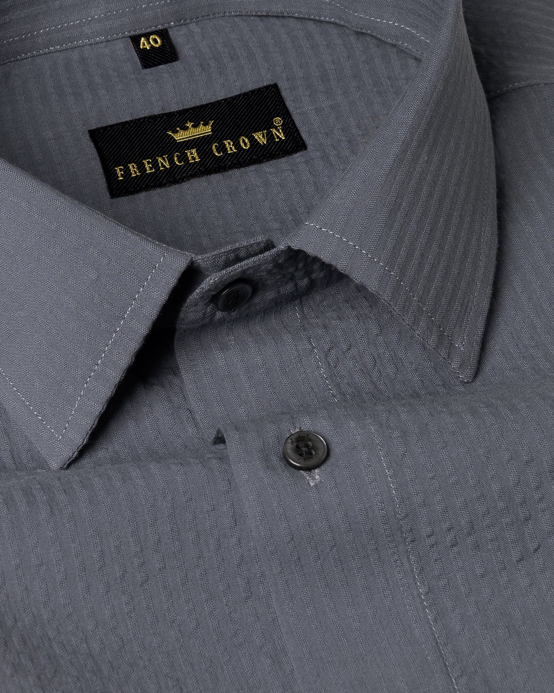 Pale Sky Grey Seersucker Giza Cotton Shirt