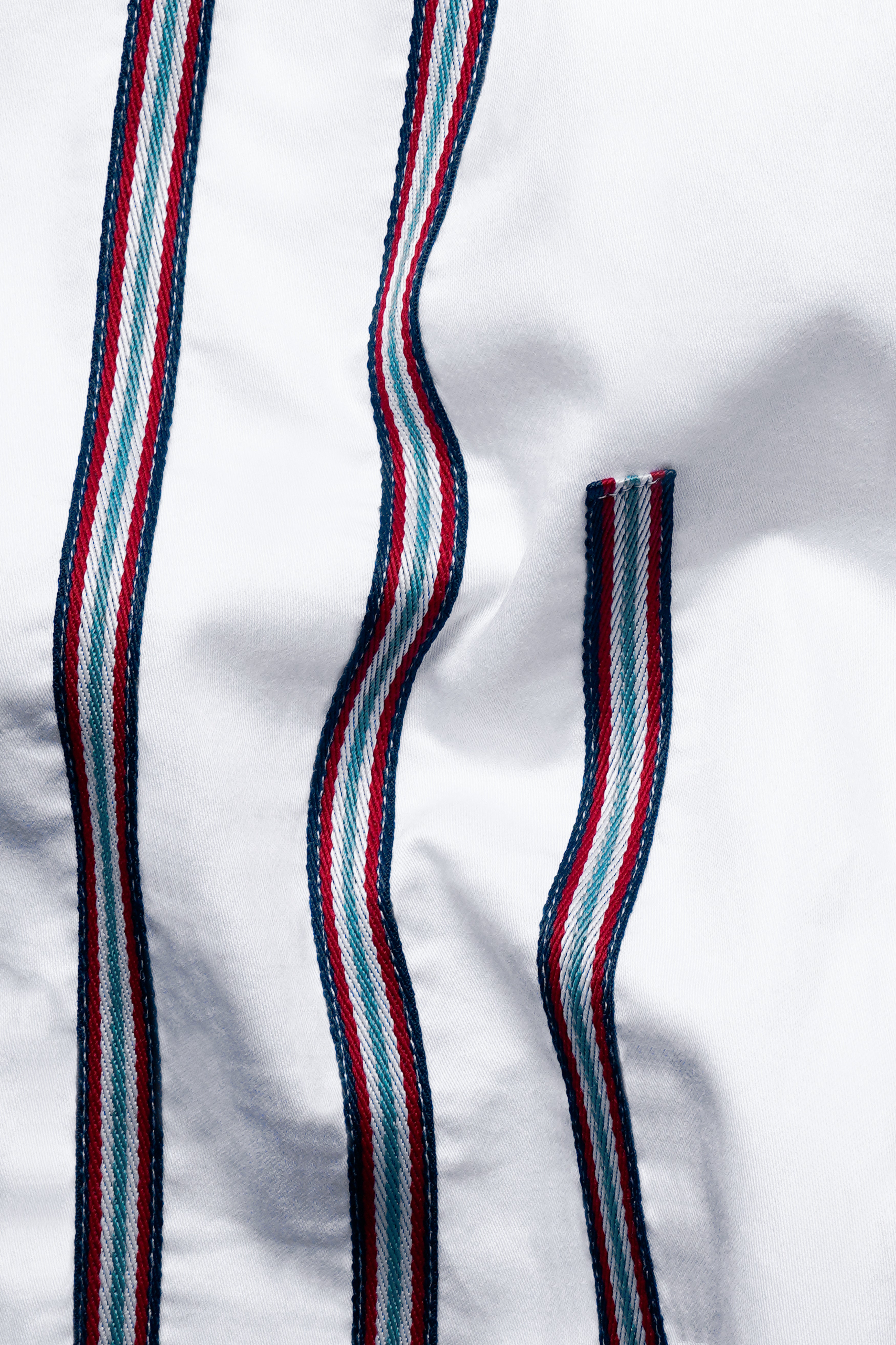 Bright White Subtle Sheen with Salomie and Black Triple Stripes Premium Cotton Shirt