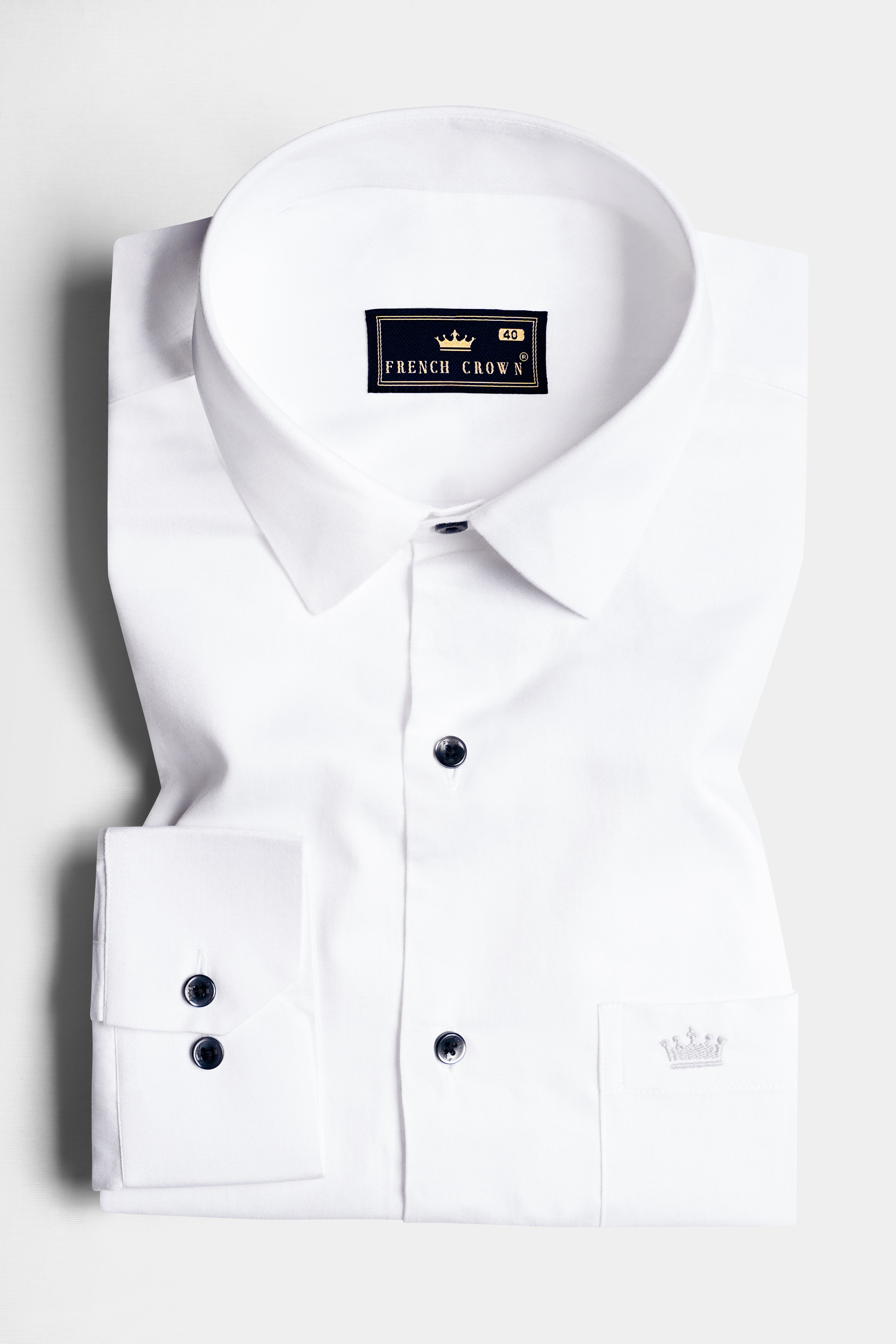 Bright White Subtle Sheen with Salomie and Black Triple Stripes Premium Cotton Shirt