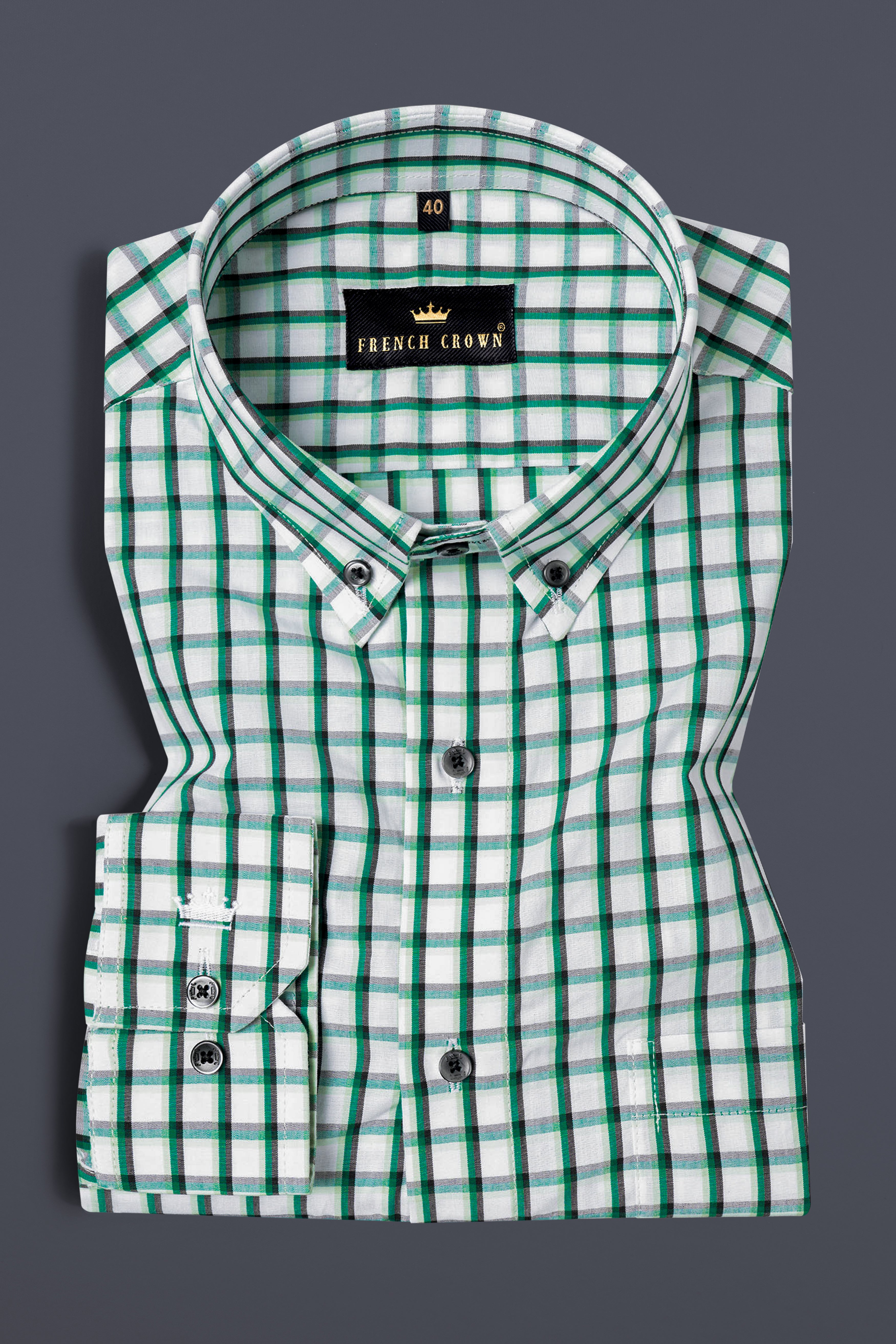 Observatory Green windowpane Premium Oxford Shirt