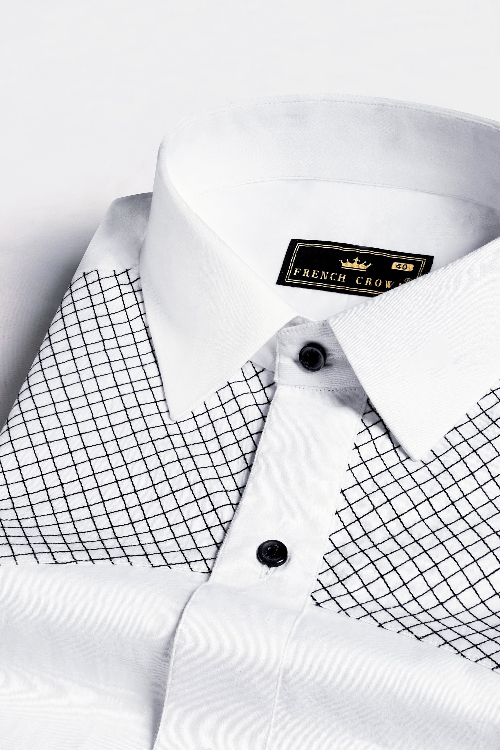 Bright white with Black Subtle Sheen thread art Premium Cotton Shirt
