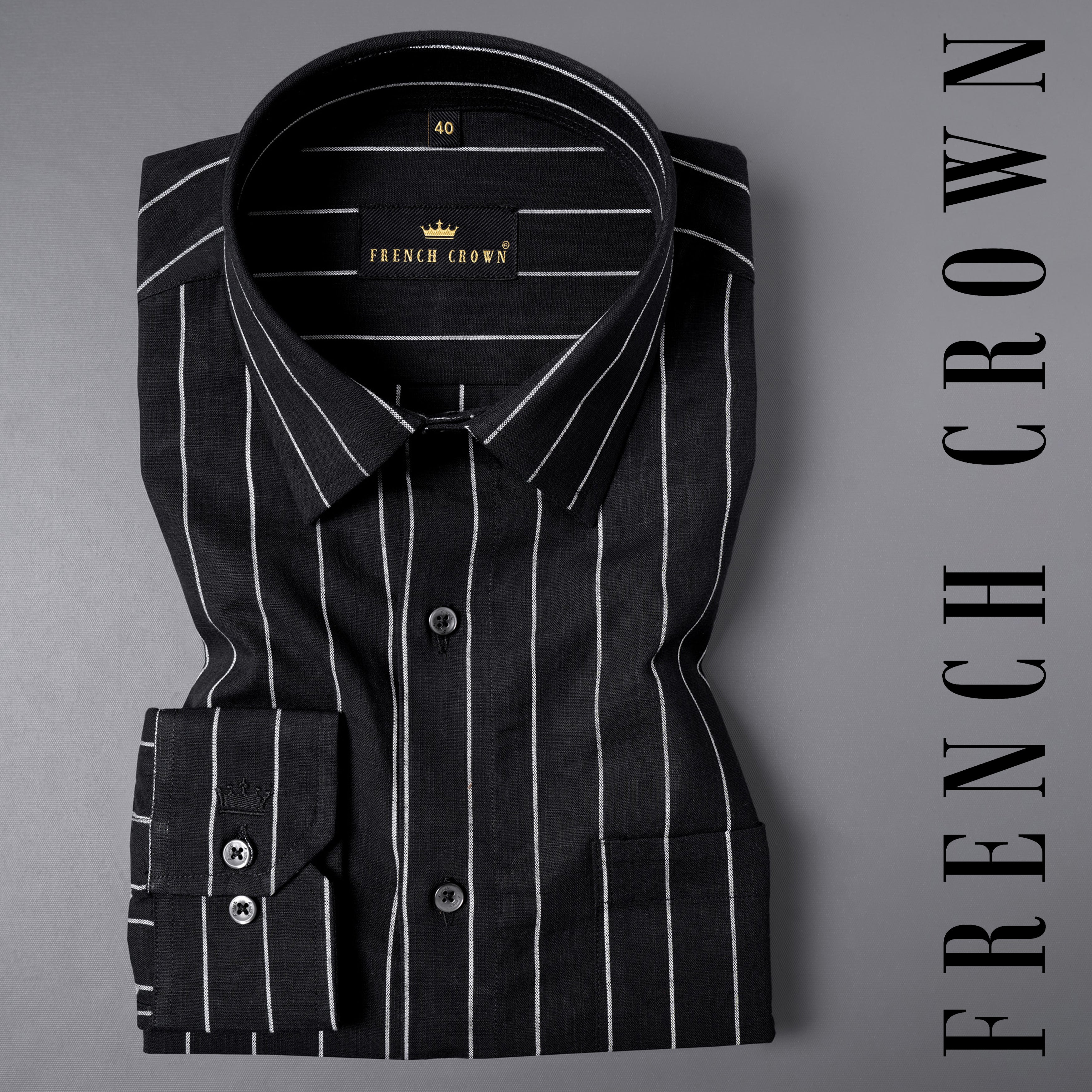 Jade Black with White Striped Dobby Textured Premium Giza Cotton Shirt