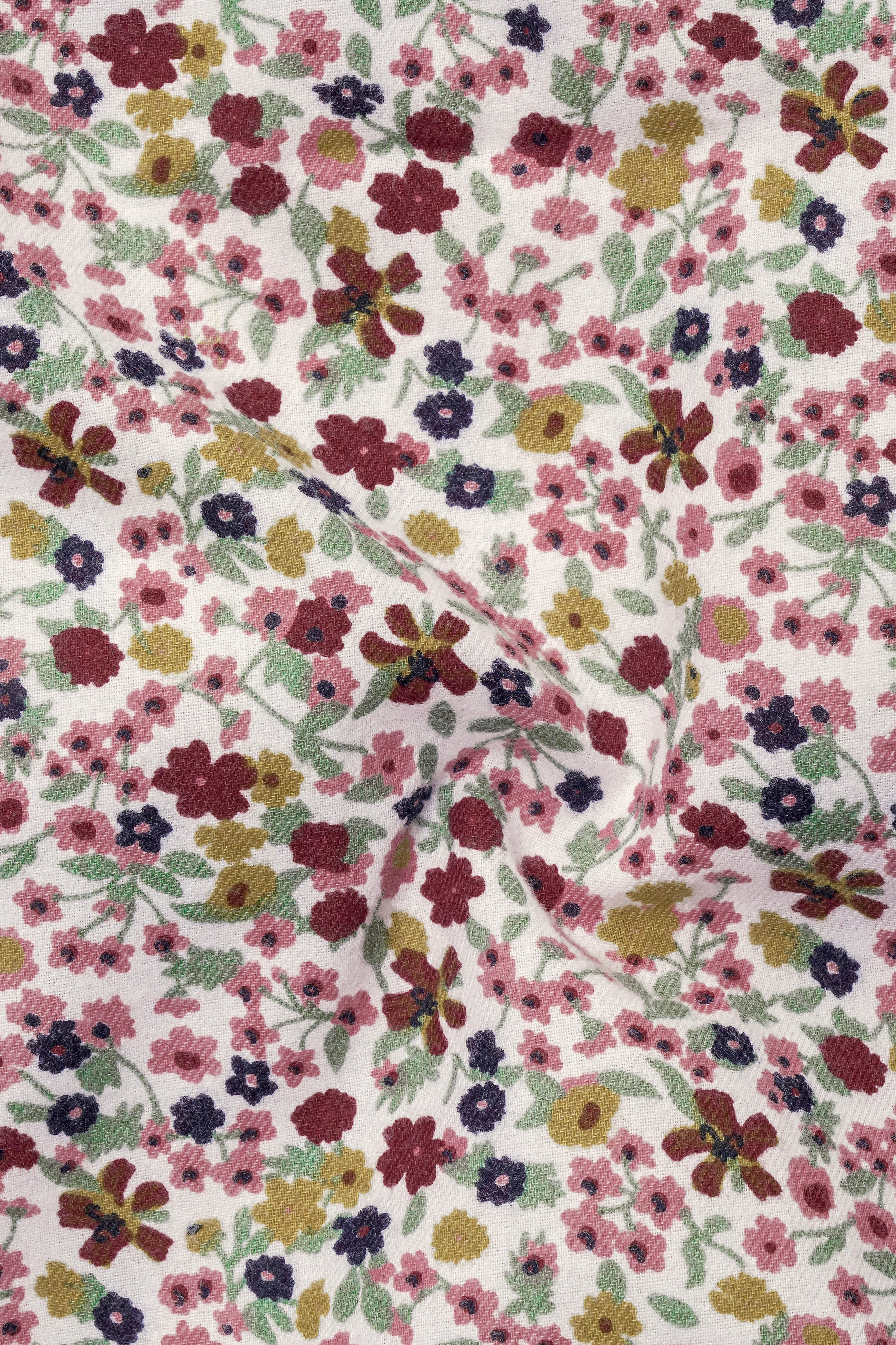 Off White Multicolour Floral Printed Premium Cotton Flannel Shirt