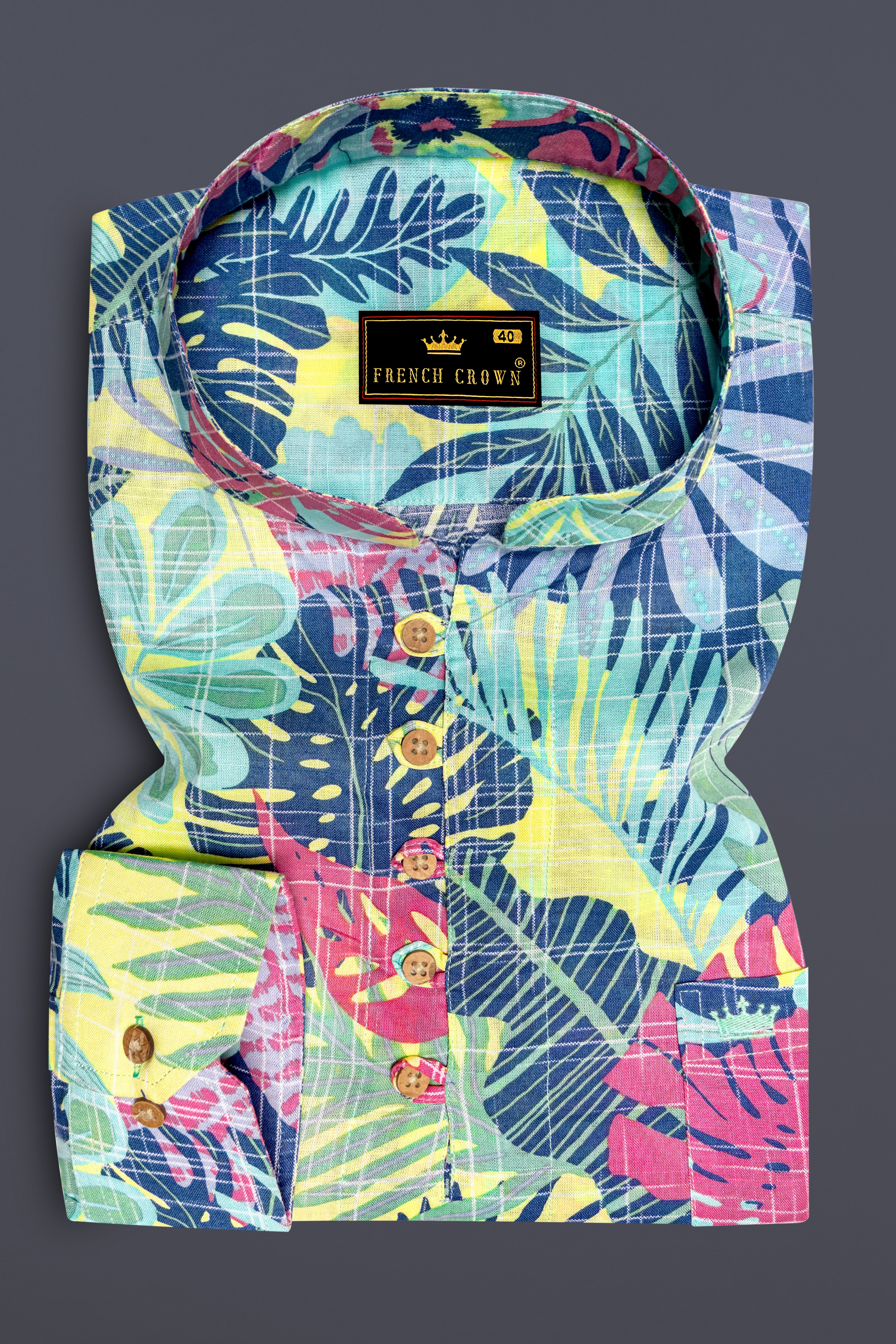 Colorful Beach Printed Luxurious Linen Kurta Shirt