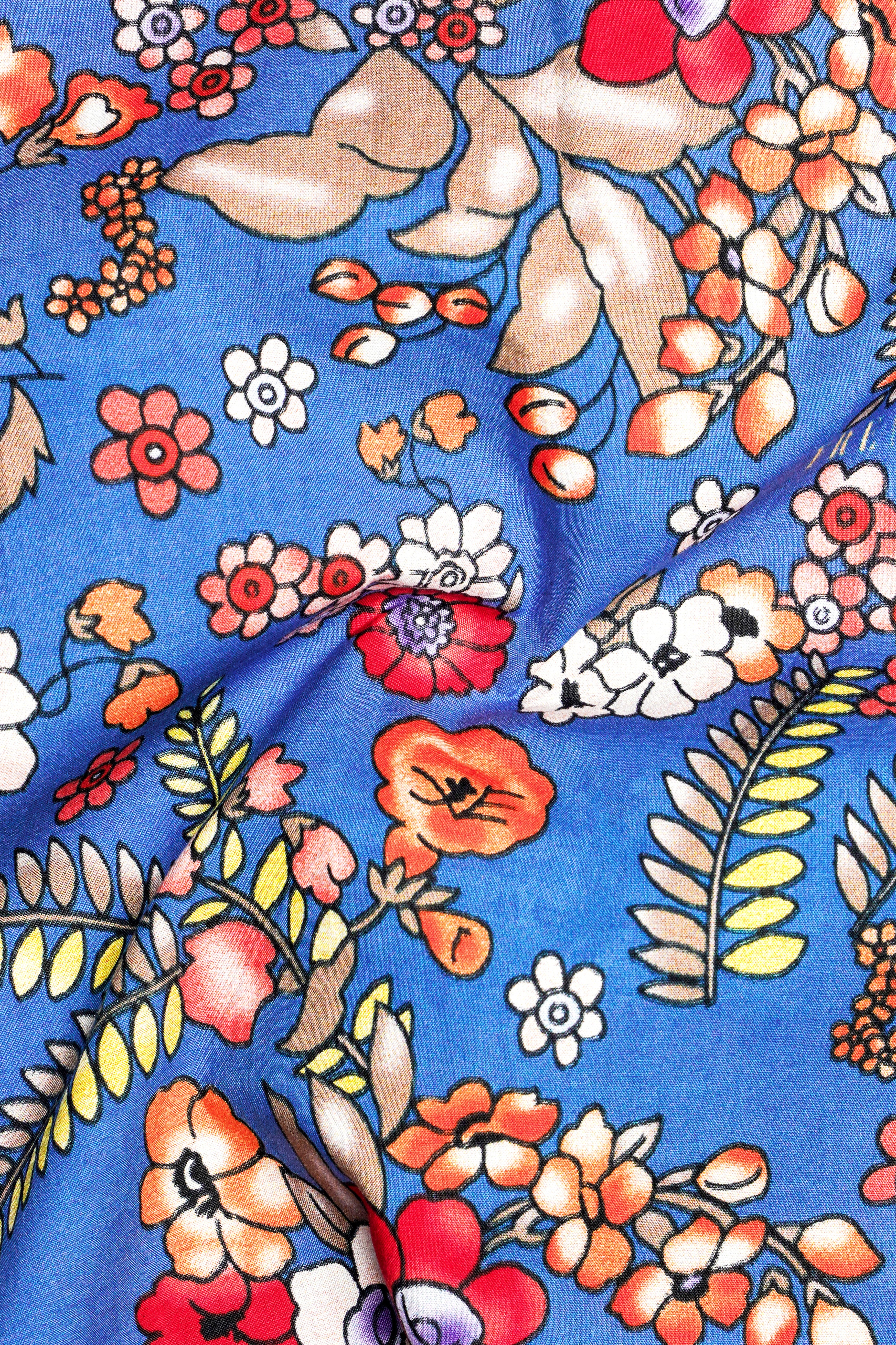 Shakespeare Blue Floral Printed Premium Cotton Kurta Shirt