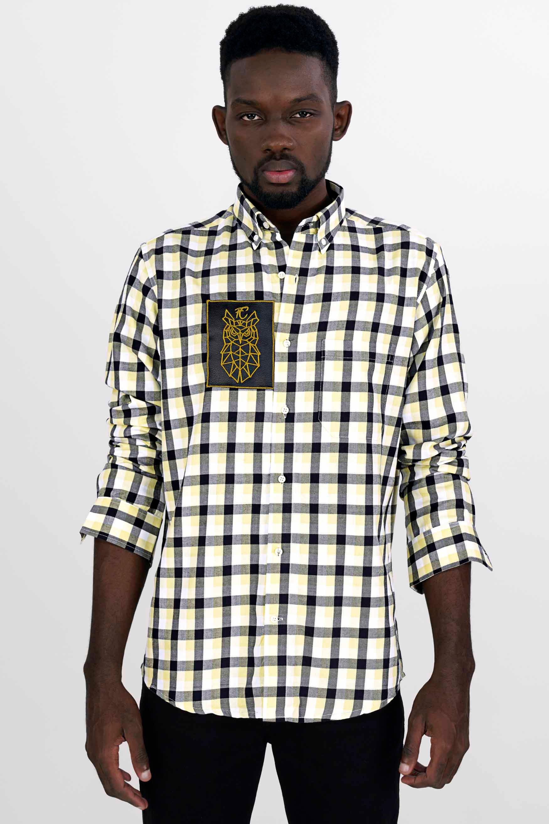 Caper Green with Black Checkered and Funky Patch work Twill Premium Cotton Designer Shirt 5700-BD-E173-38, 5700-BD-E173-H-38, 5700-BD-E173-39, 5700-BD-E173-H-39, 5700-BD-E173-40, 5700-BD-E173-H-40, 5700-BD-E173-42, 5700-BD-E173-H-42, 5700-BD-E173-44, 5700-BD-E173-H-44, 5700-BD-E173-46, 5700-BD-E173-H-46, 5700-BD-E173-48, 5700-BD-E173-H-48, 5700-BD-E173-50, 5700-BD-E173-H-50, 5700-BD-E173-52, 5700-BD-E173-H-52