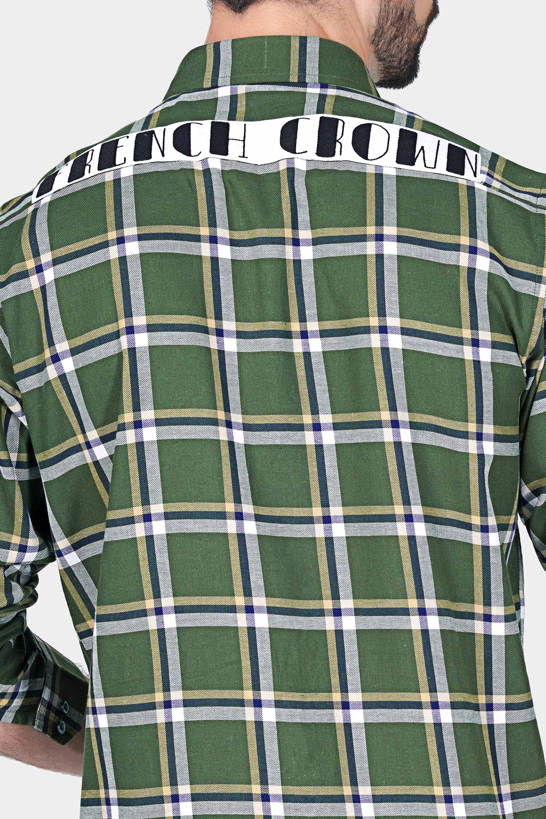 Myrtle Green and Nile Blue Plaid with Brand Name Patchwork Twill Premium Cotton Designer Shirt 5704-GR-E287-38, 5704-GR-E287-H-38, 5704-GR-E287-39, 5704-GR-E287-H-39, 5704-GR-E287-40, 5704-GR-E287-H-40, 5704-GR-E287-42, 5704-GR-E287-H-42, 5704-GR-E287-44, 5704-GR-E287-H-44, 5704-GR-E287-46, 5704-GR-E287-H-46, 5704-GR-E287-48, 5704-GR-E287-H-48, 5704-GR-E287-50, 5704-GR-E287-H-50, 5704-GR-E287-52, 5704-GR-E287-H-52