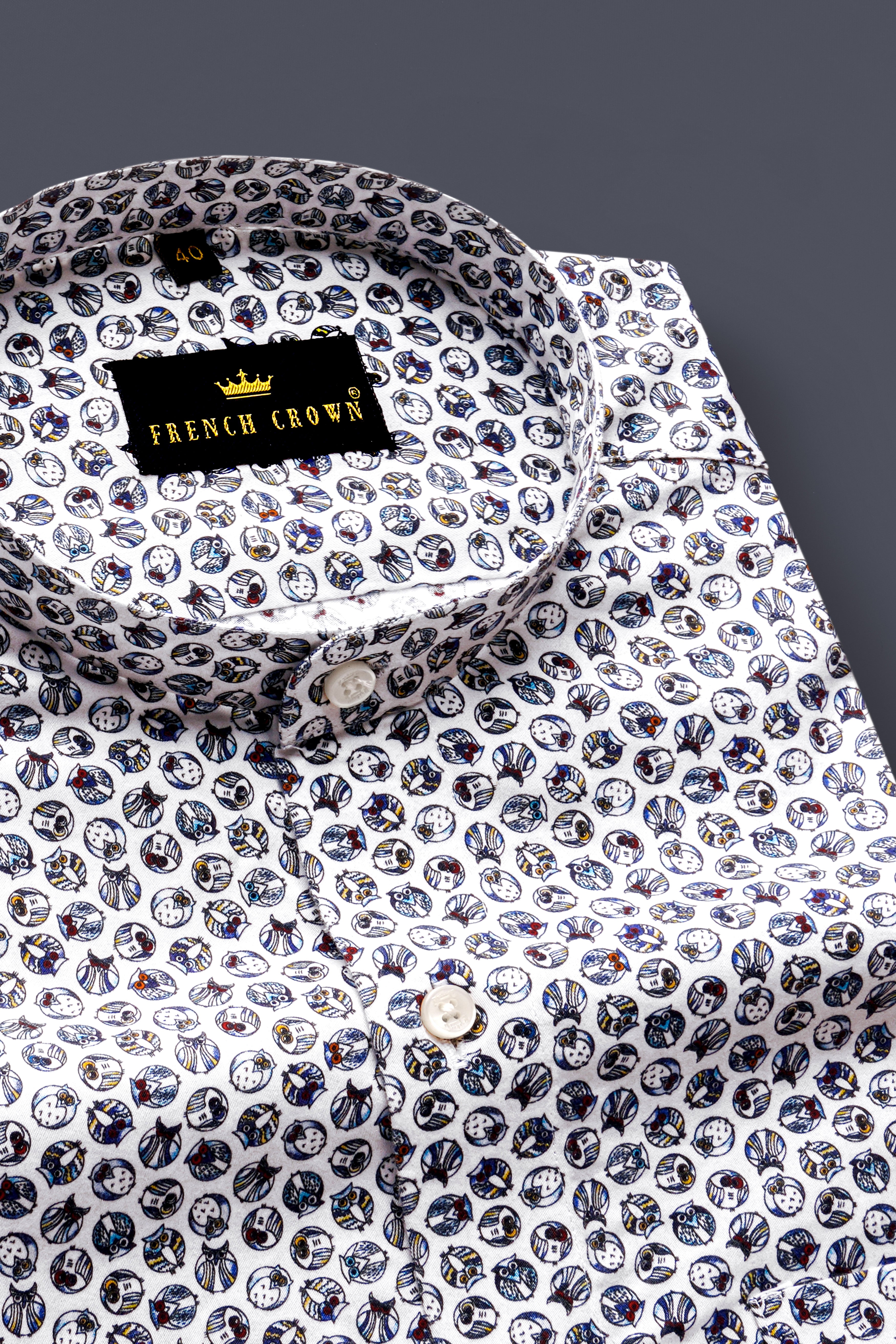 Bright White Owl Printed Super Soft Premium Cotton Shirt