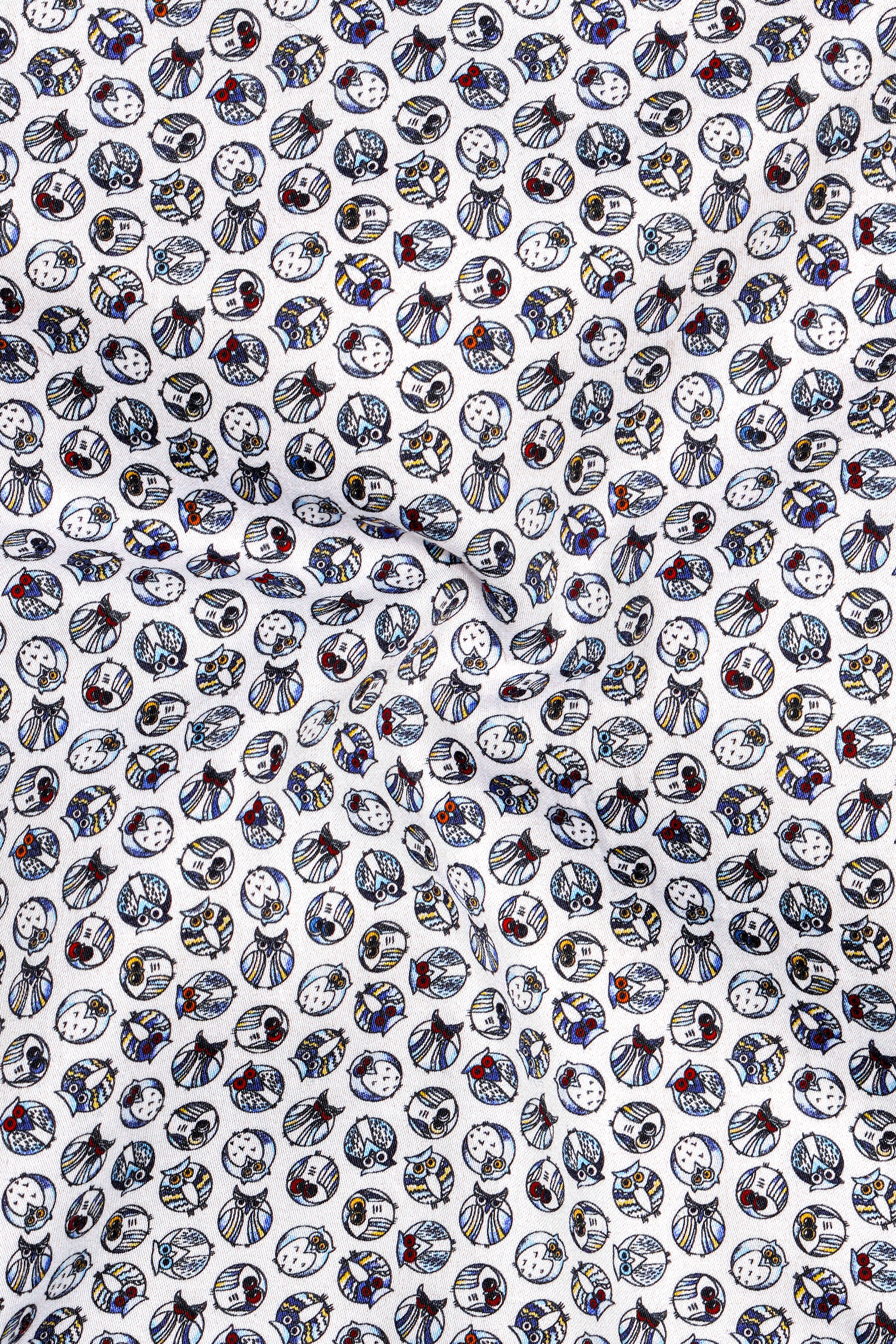 Bright White Owl Printed Super Soft Premium Cotton Shirt