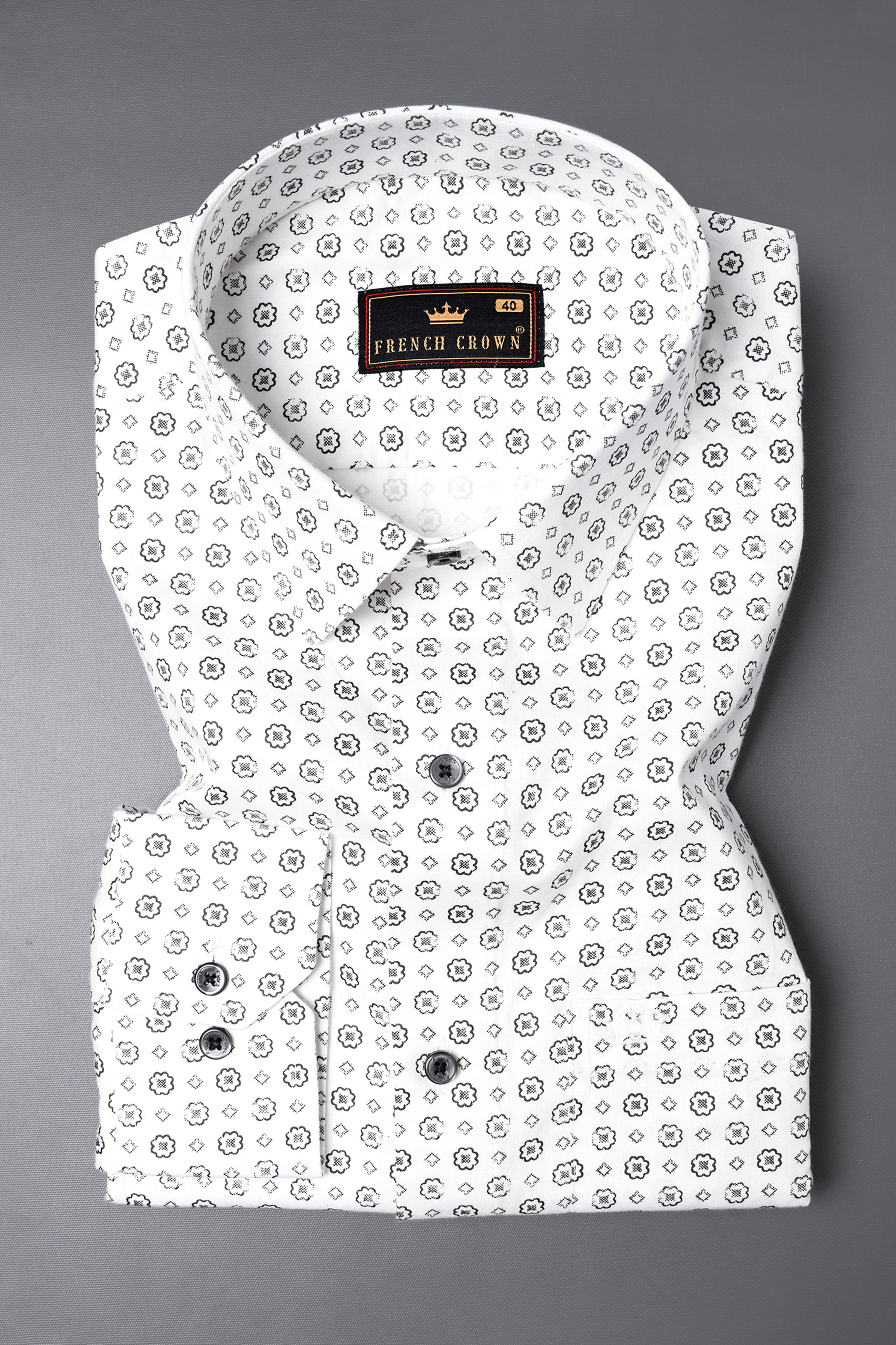 Bright White Flower Printed Super soft Premium Cotton Shirt