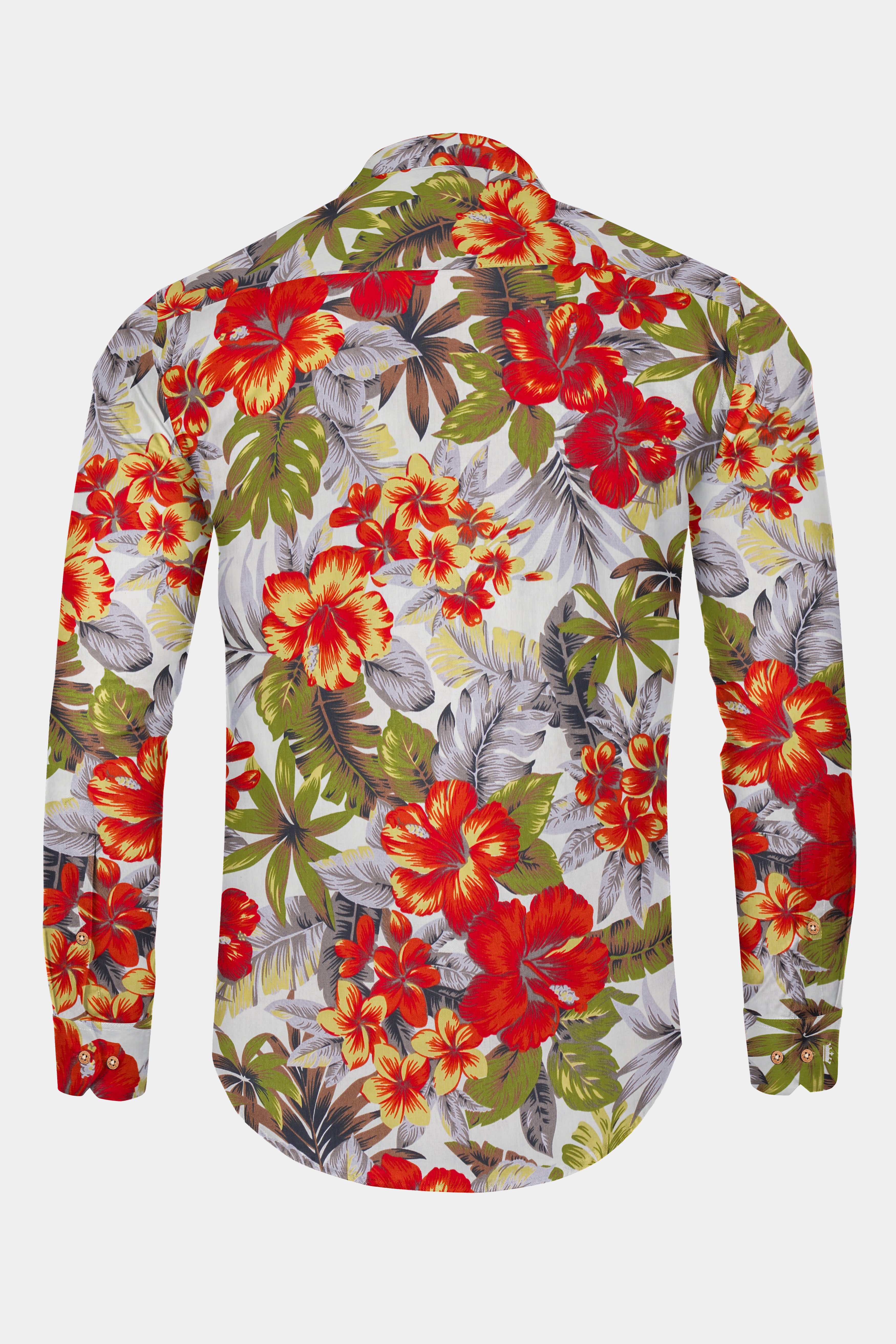 Solitude Blue Colorful Floral Print Premium Cotton Kurta Shirt