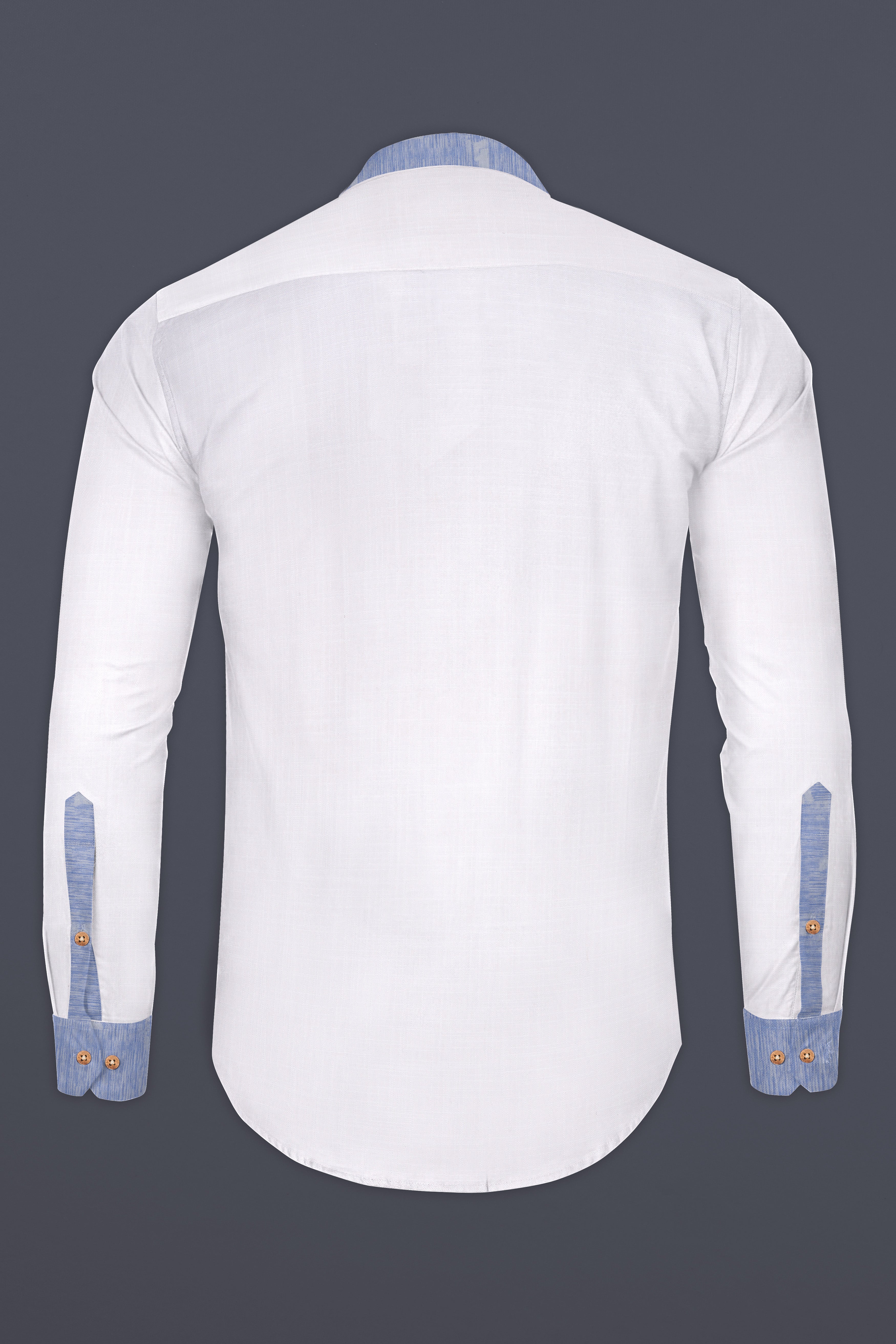 White with lilac cuff-collar Luxurious Linen Kurta Shirt