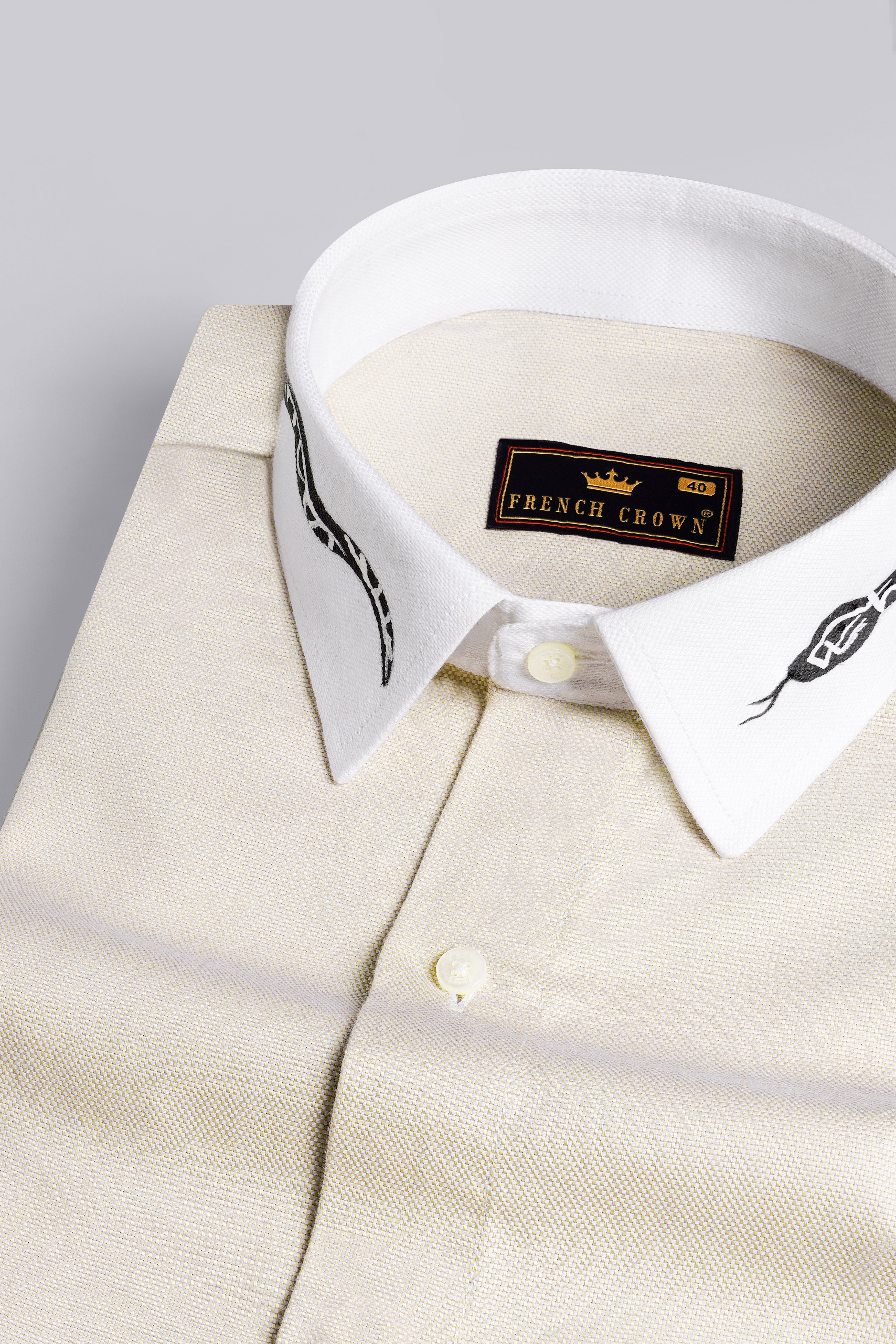 Timberwolf Brown Hand Painted Dobby Premium Giza Cotton Designer Shirt