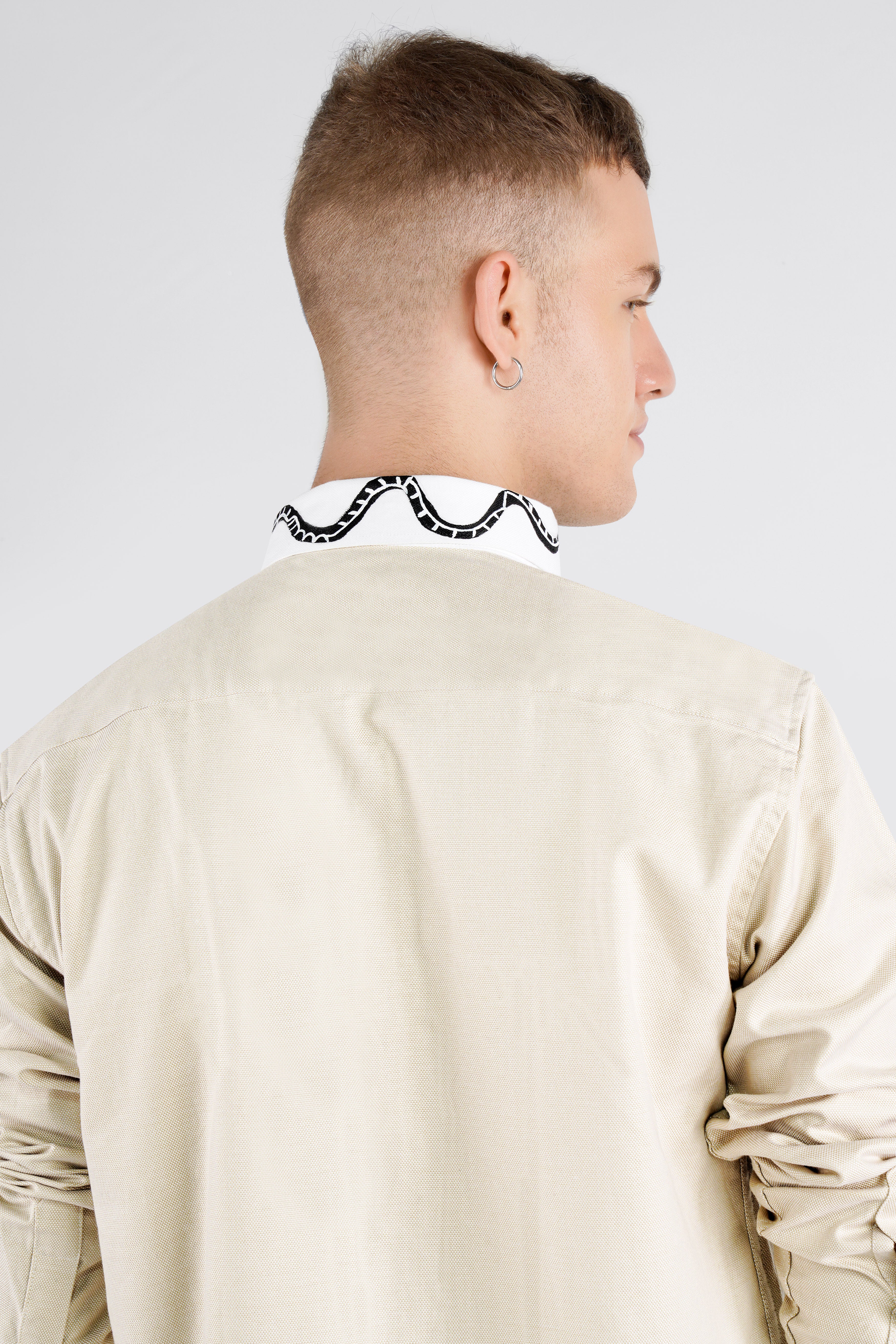 Timberwolf Brown Hand Painted Dobby Premium Giza Cotton Designer Shirt