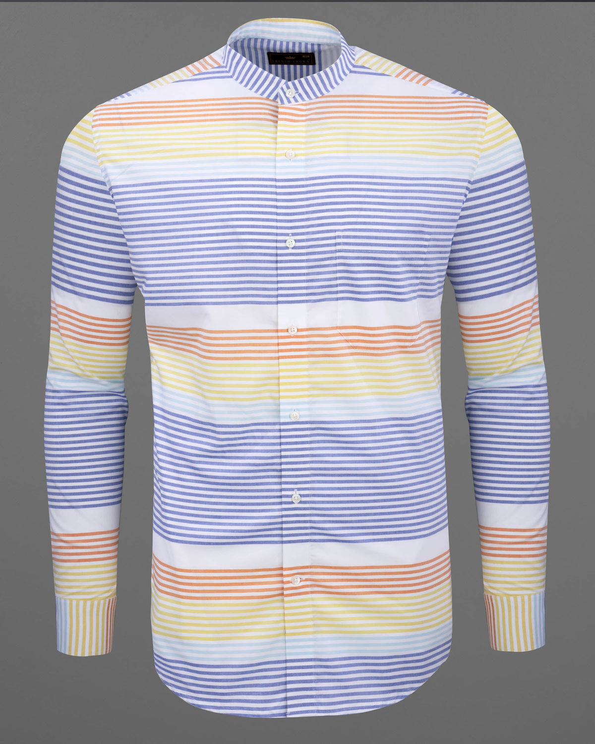 Mischka White Multicolour Striped Premium Cotton Shirt