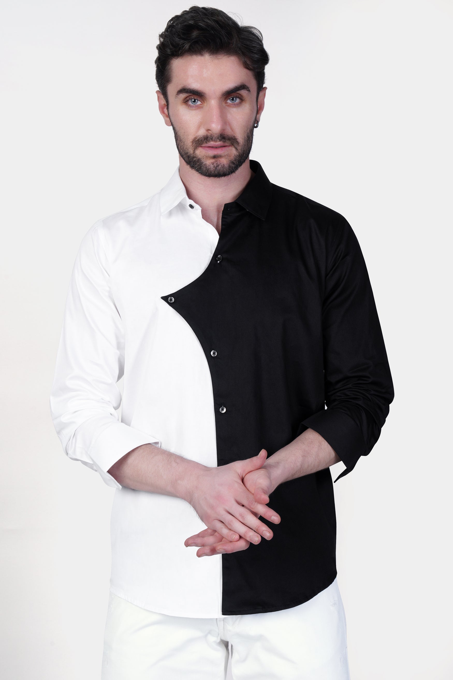 Half White and Half Black Super Soft Premium Cotton Shirt