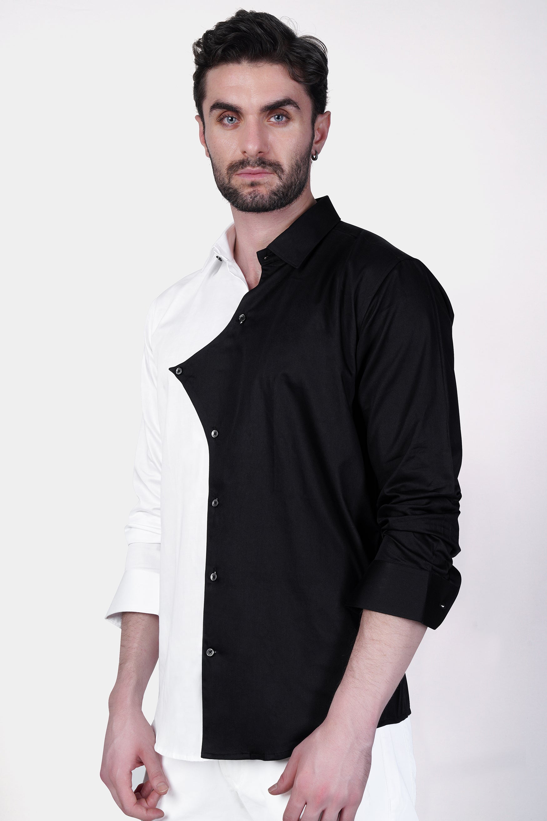 Half White and Half Black Super Soft Premium Cotton Shirt
