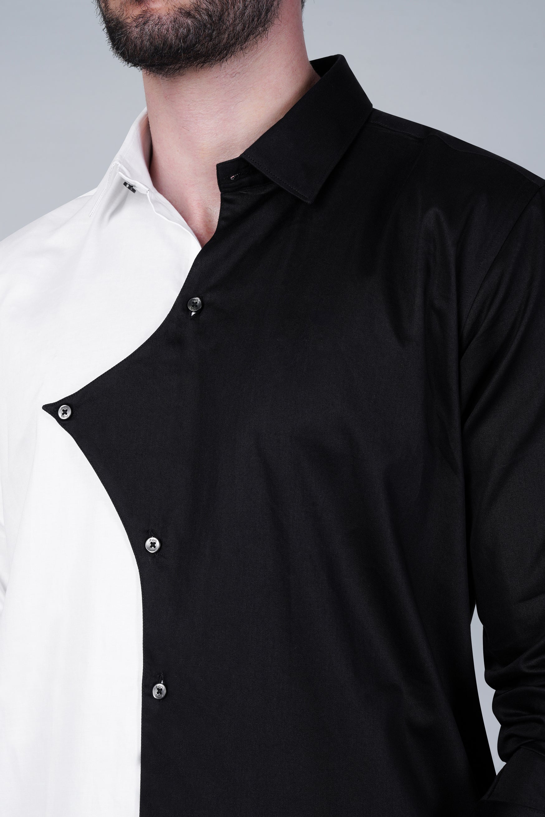 Half White and Half Black Super Soft Premium Cotton Shirt