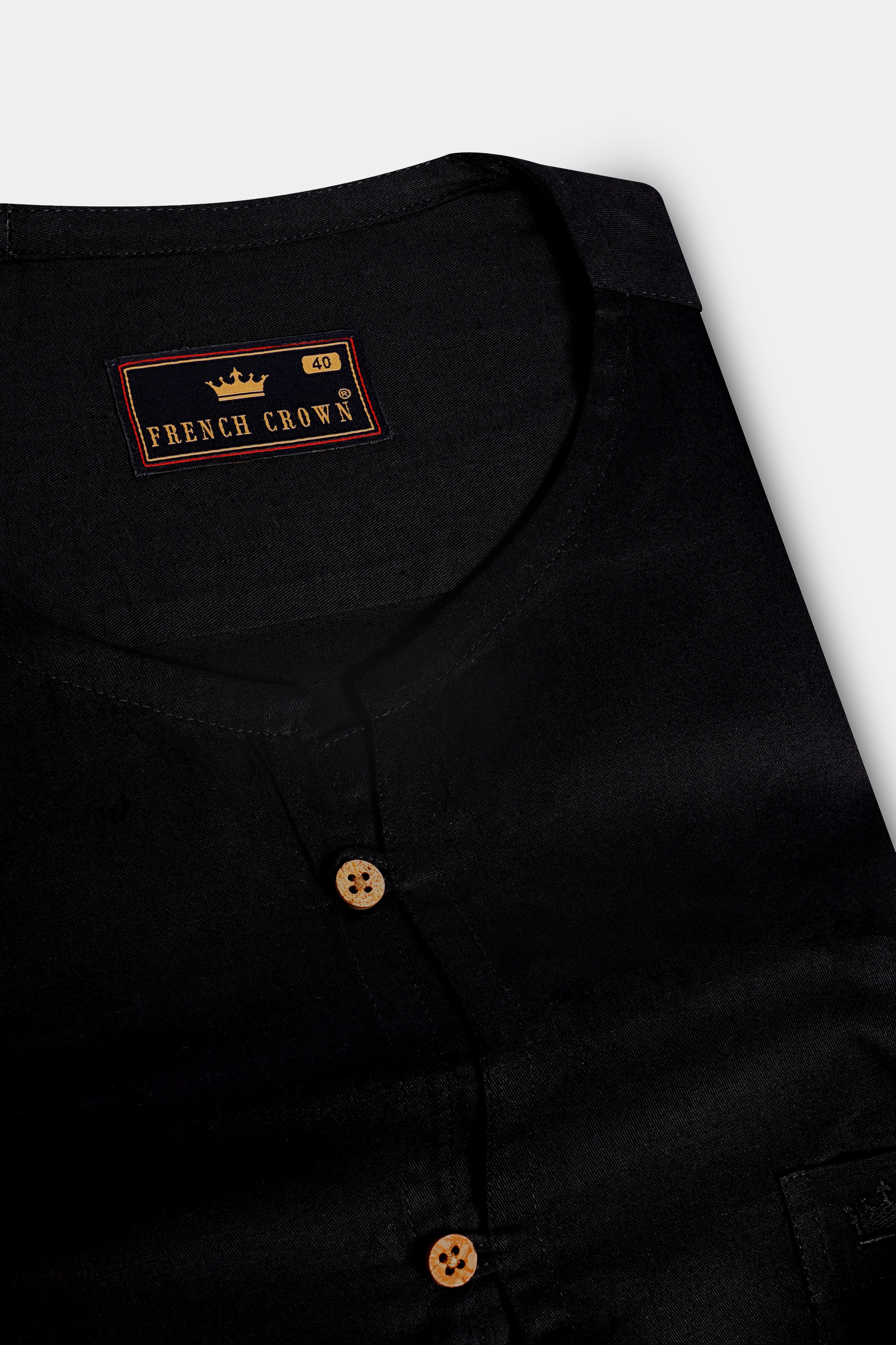 Jade Black Super Soft Premium Cotton Collarless Kurta Shirt