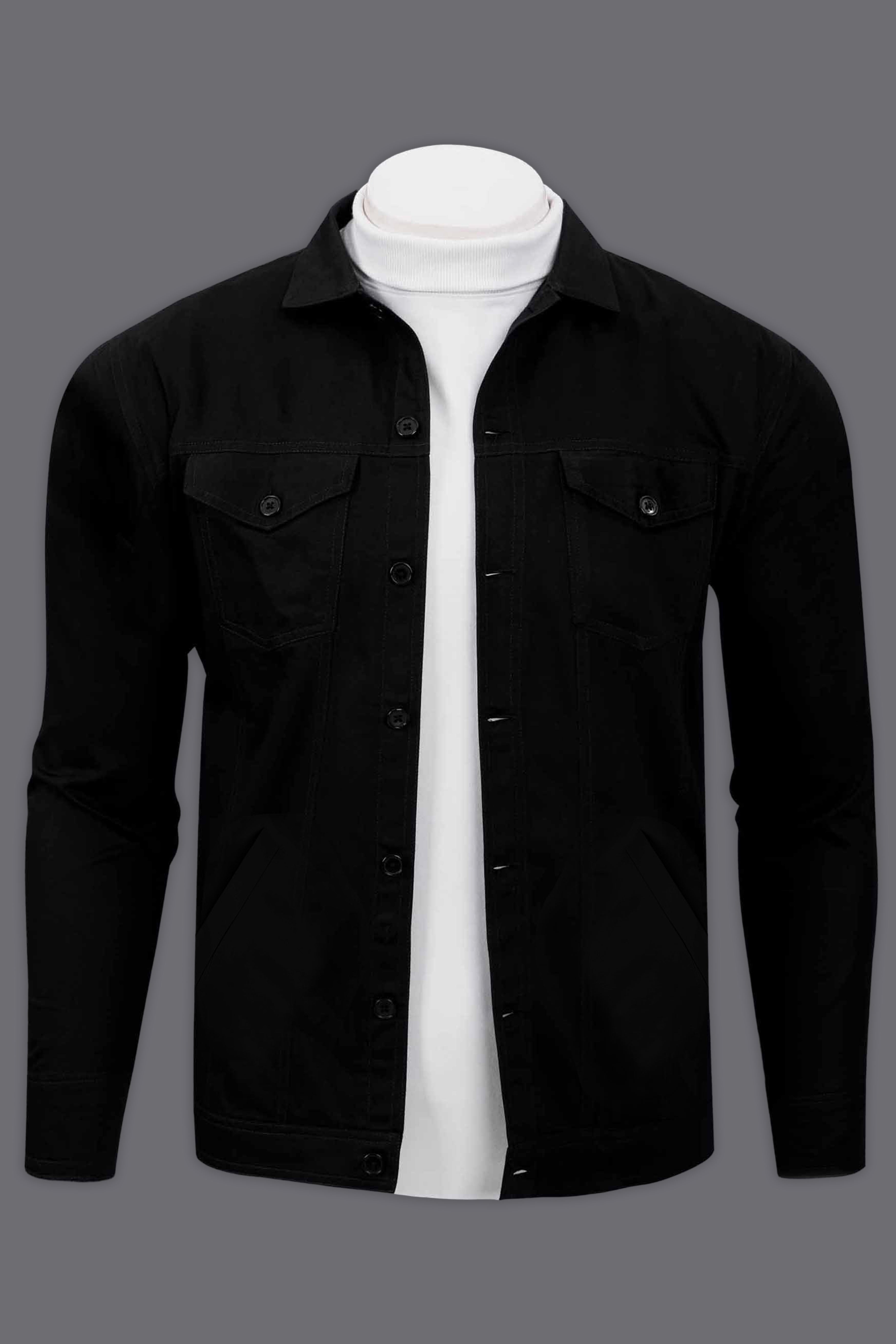 JADE BLACK HEAVYWEIGHT FOUR POCKET PREMIUM COTTON BIKER JACKET