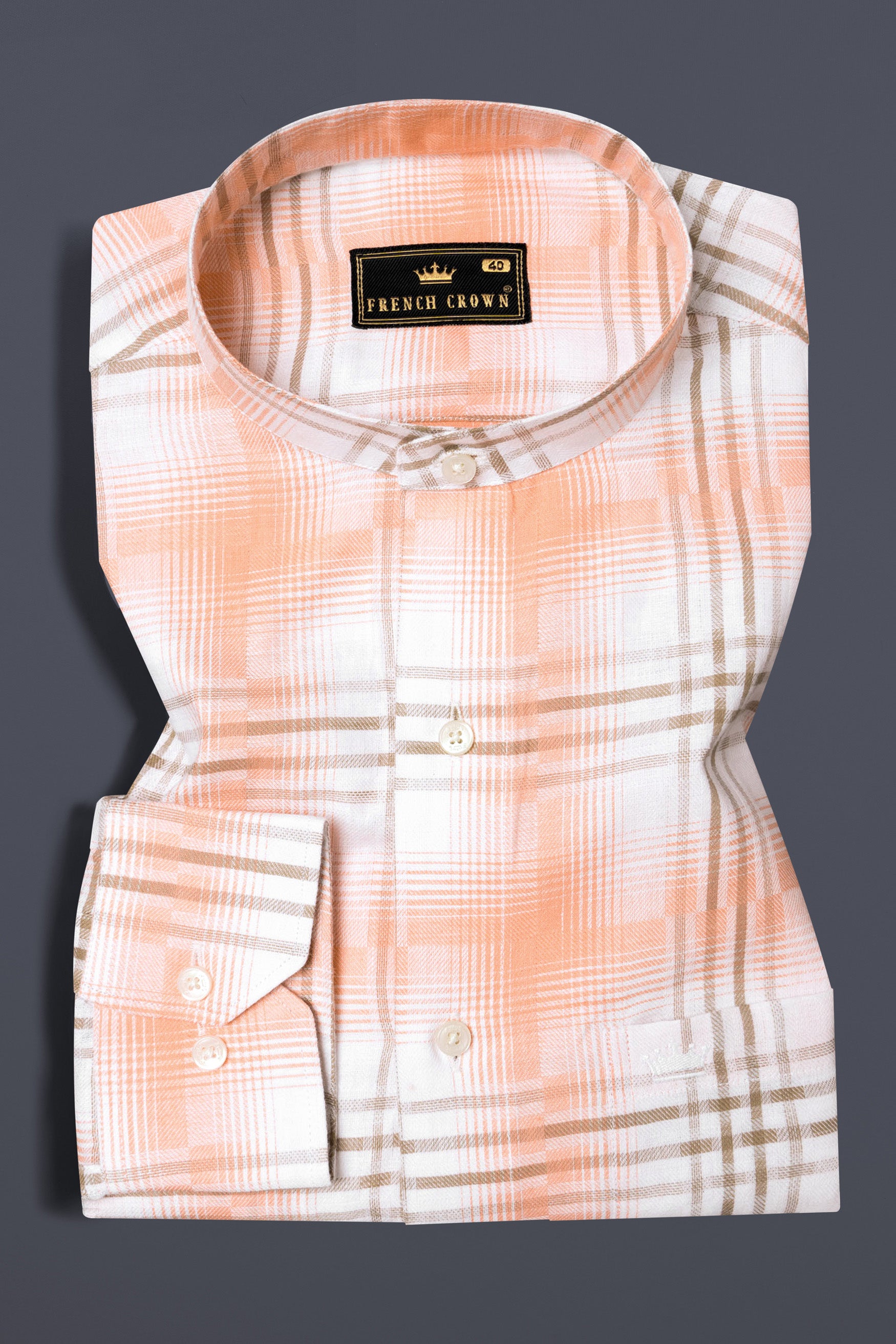 Bright White with Tacao Twill Plaid Premium Cotton Shirt