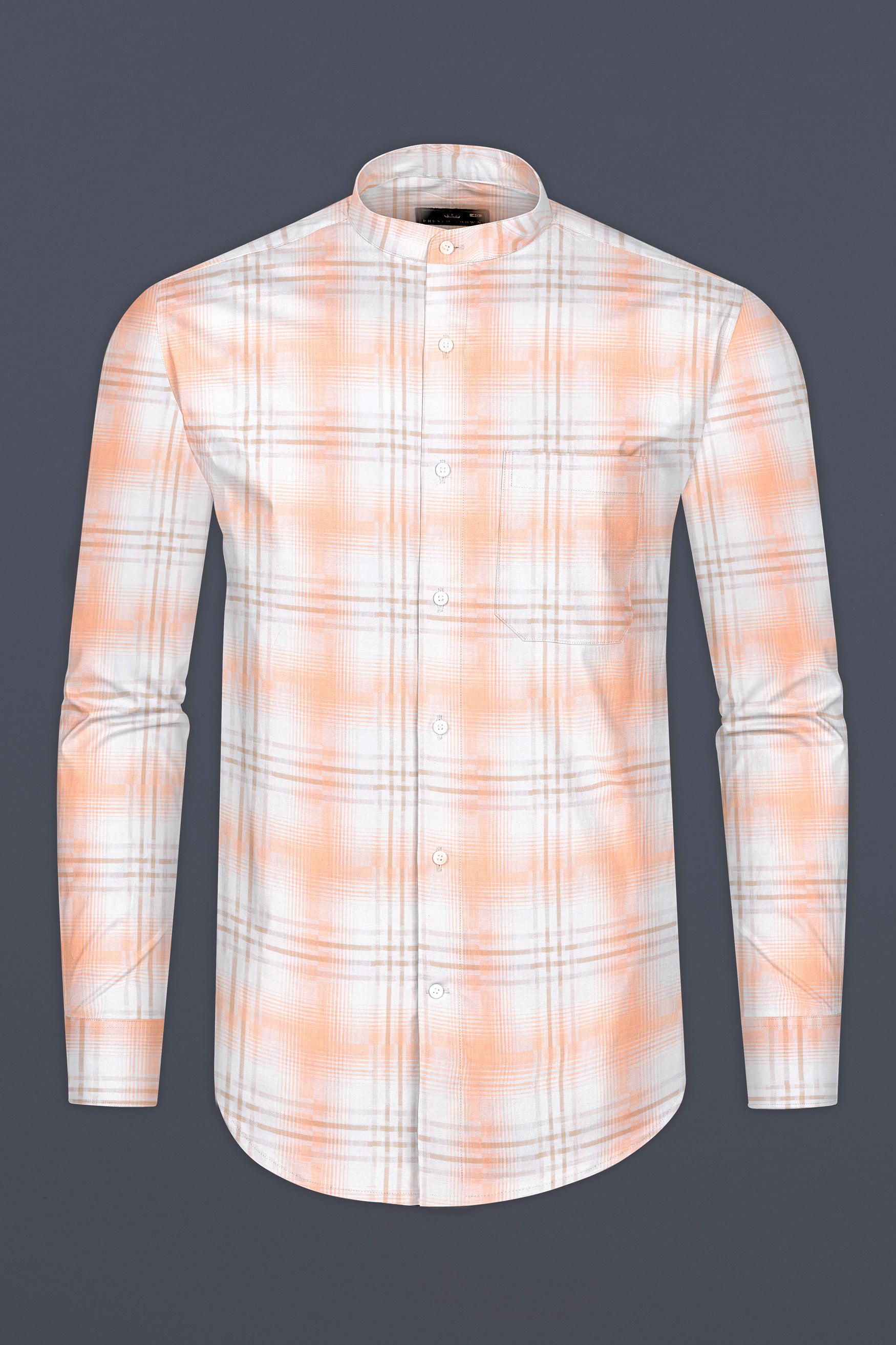 Bright White with Tacao Twill Plaid Premium Cotton Shirt