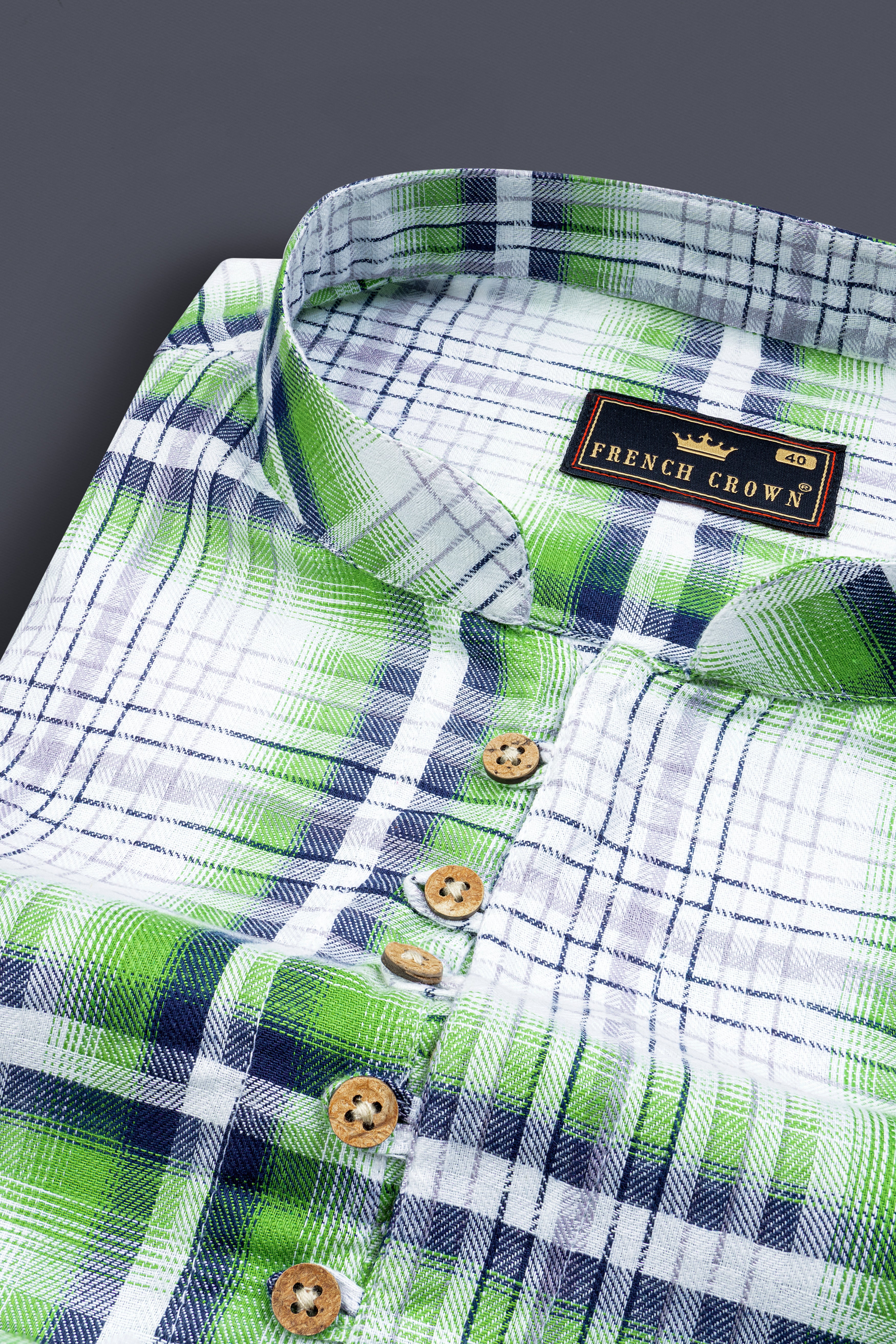 Bright White Twill Windowpane Premium Cotton Kurta Shirt