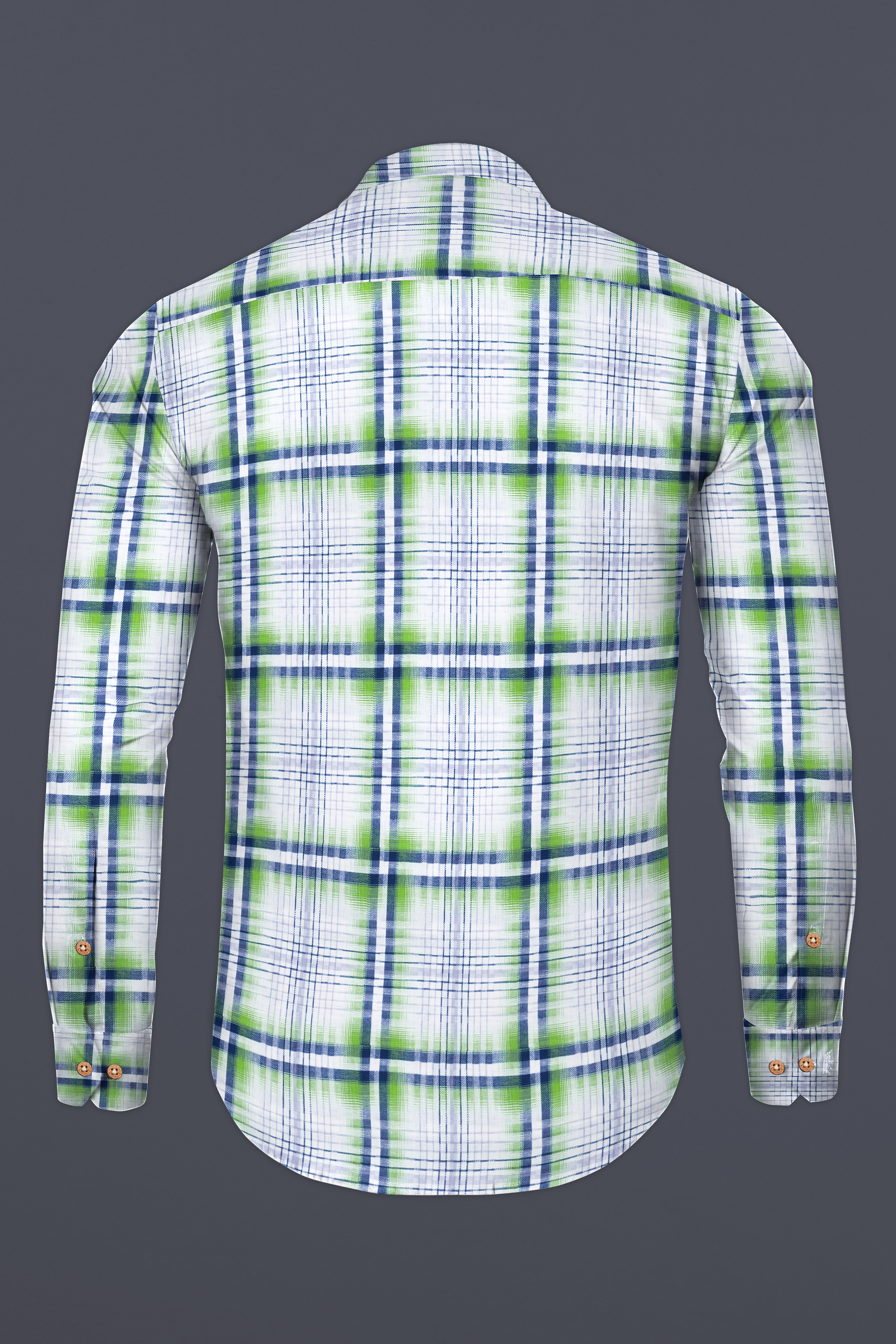 Bright White Twill Windowpane Premium Cotton Kurta Shirt