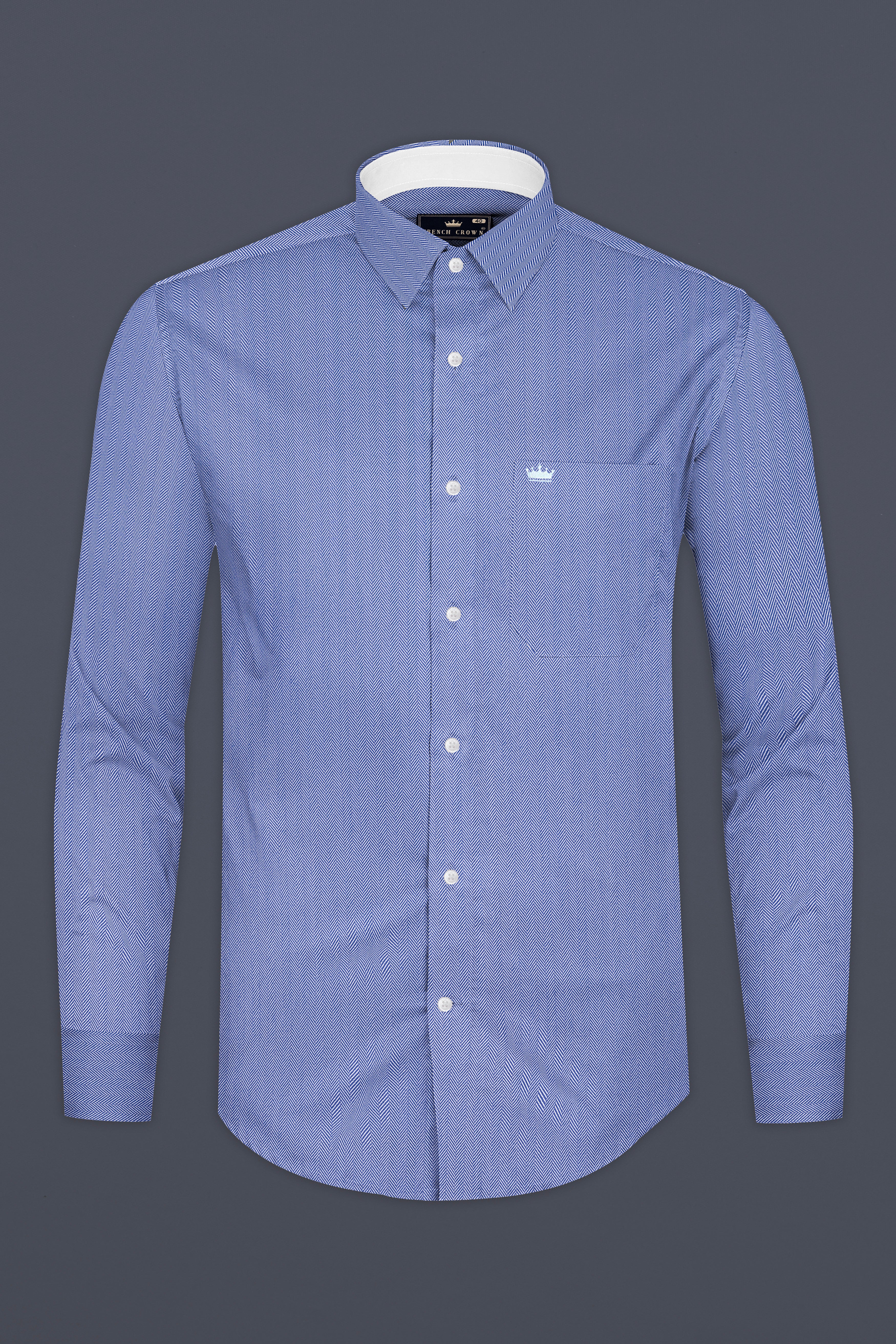 Wild Blue Yonder Subtle Striped Stretchable Herringbone Shirt