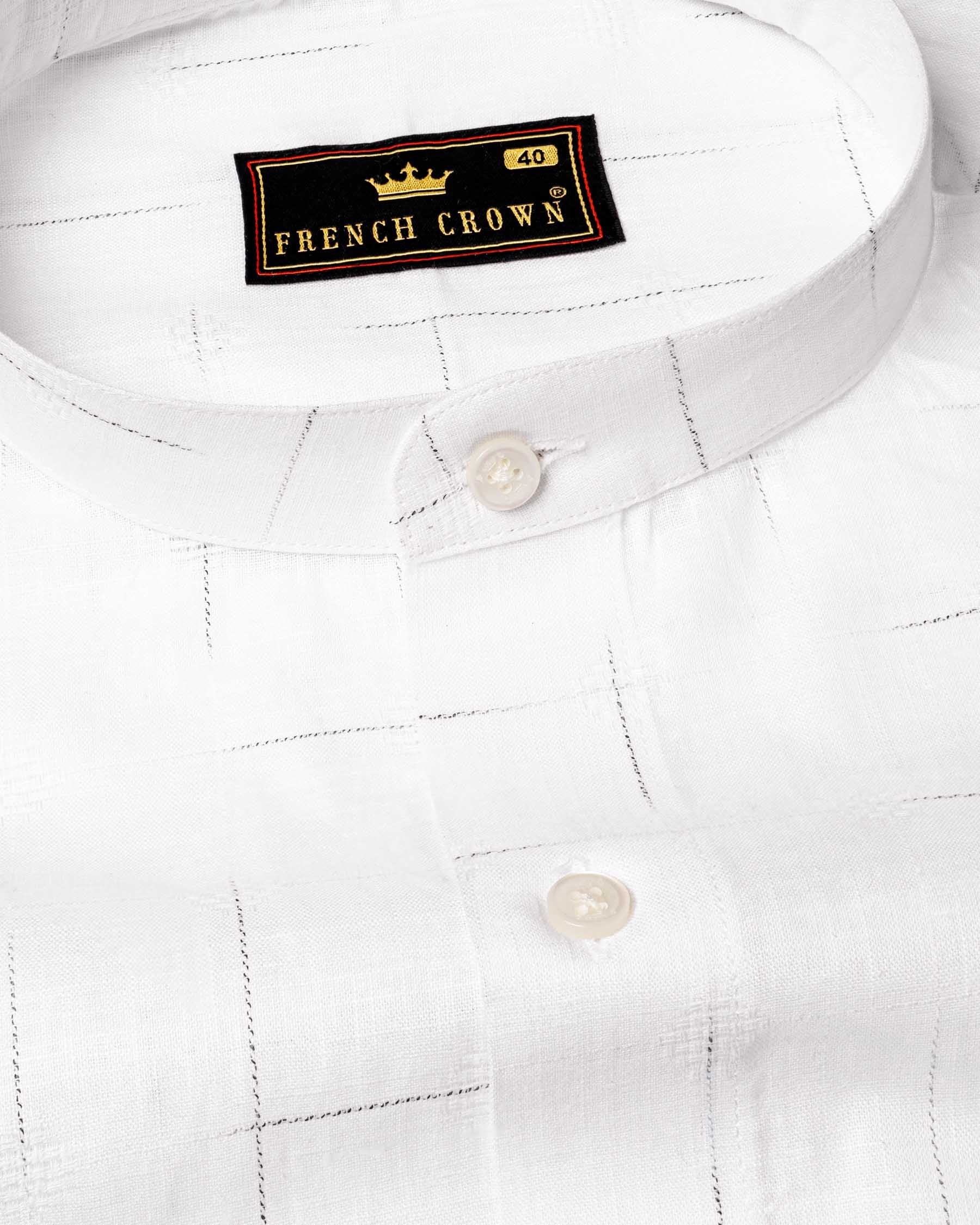 Bright White windowpane Dobby Textured Premium Giza Cotton Shirt