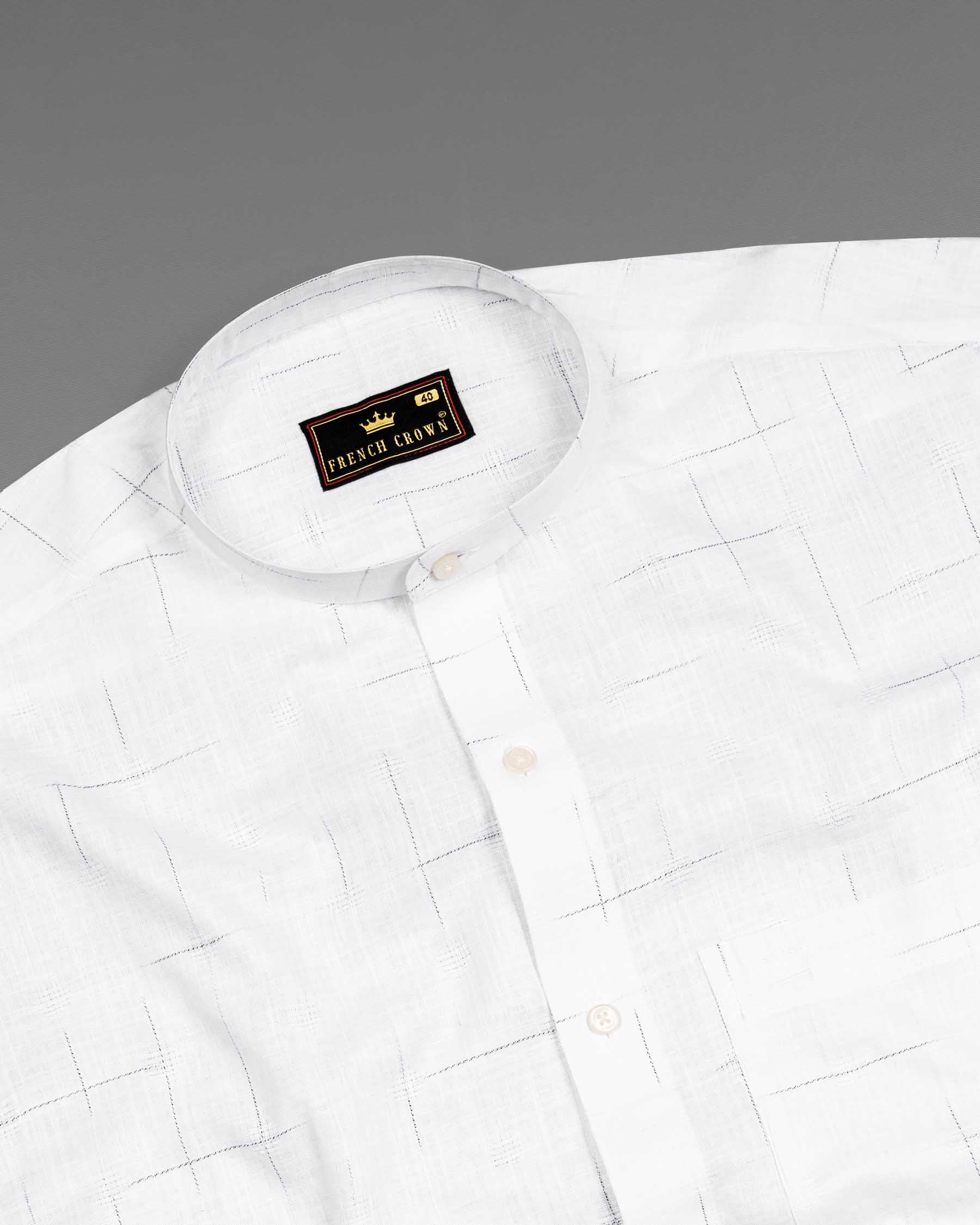 Bright White windowpane Dobby Textured Premium Giza Cotton Shirt