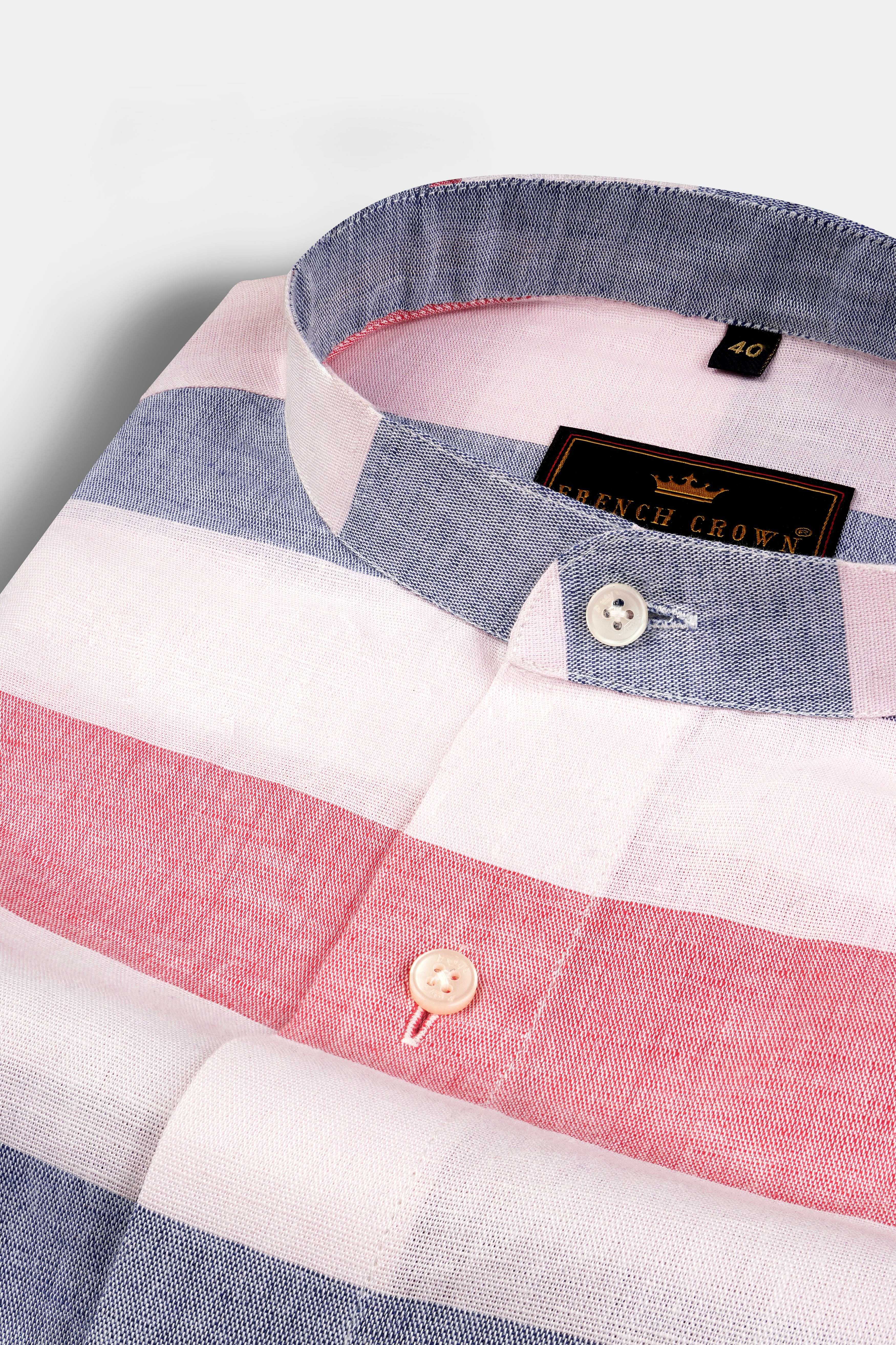 Illusion Pink and White Striped Luxurious Linen Shirt