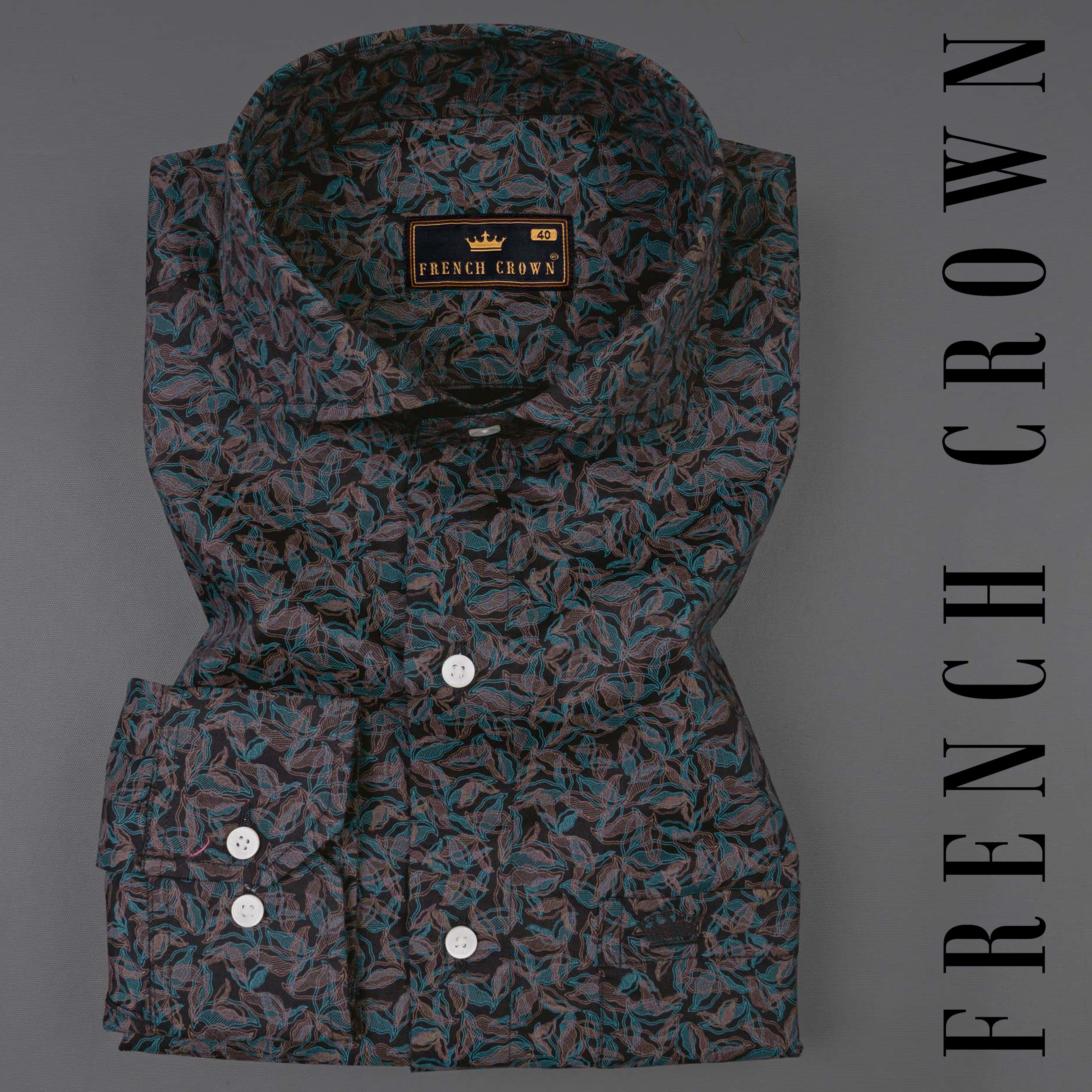 Jade Black Leaves Printed Super Soft Premium Cotton Shirt