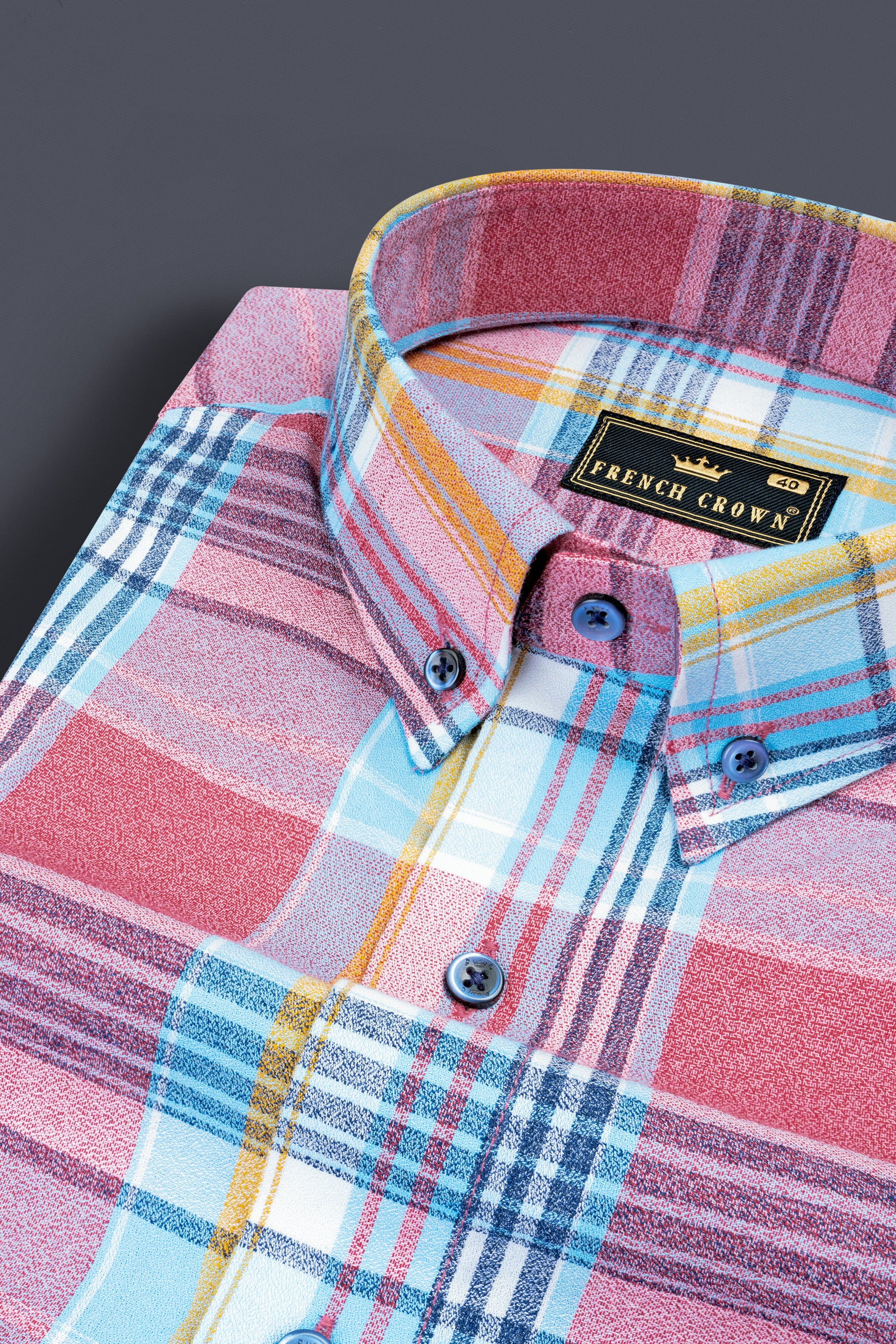 Red with sky Multicolour Plaid Premium Cotton Shirt