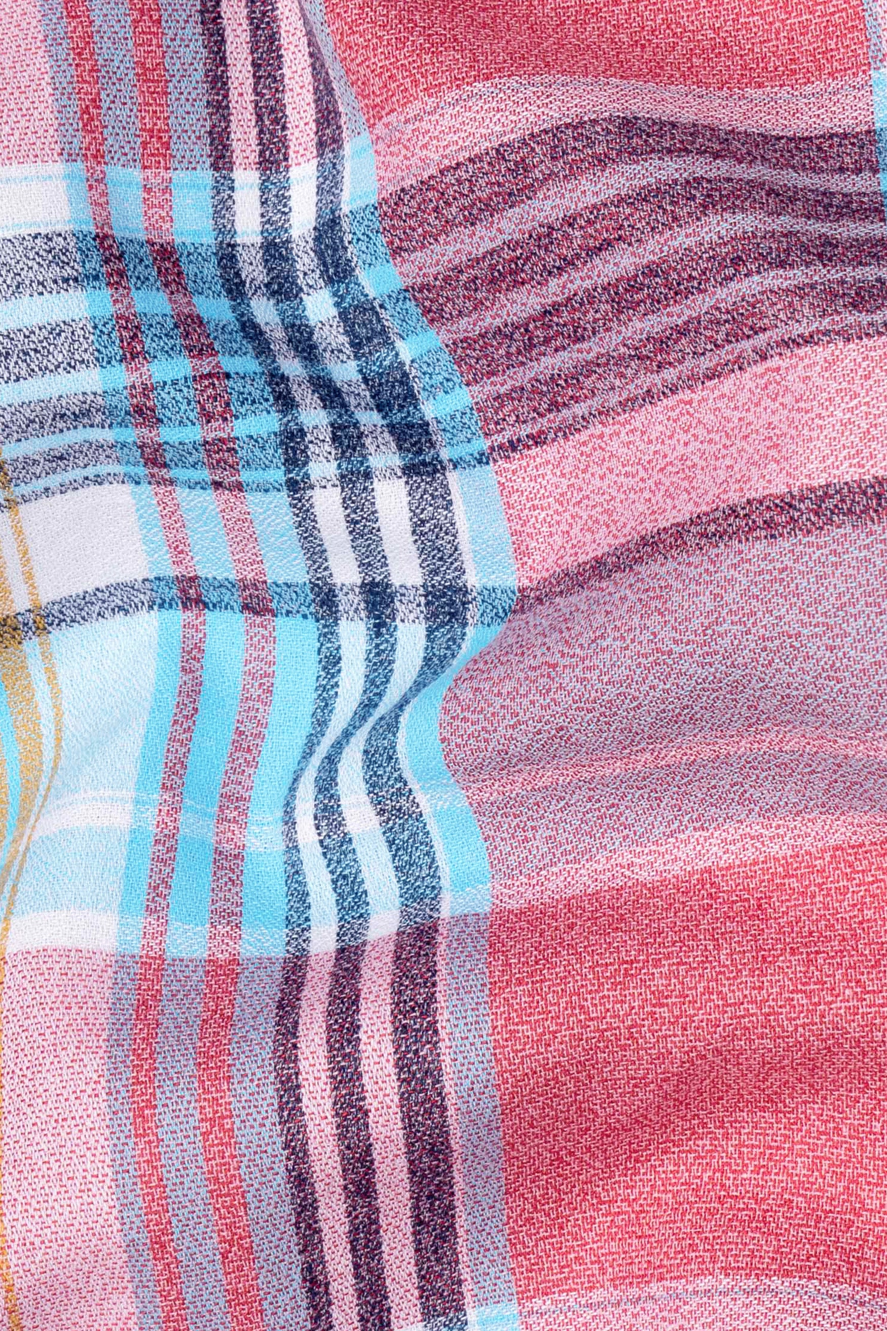 Red with sky Multicolour Plaid Premium Cotton Shirt