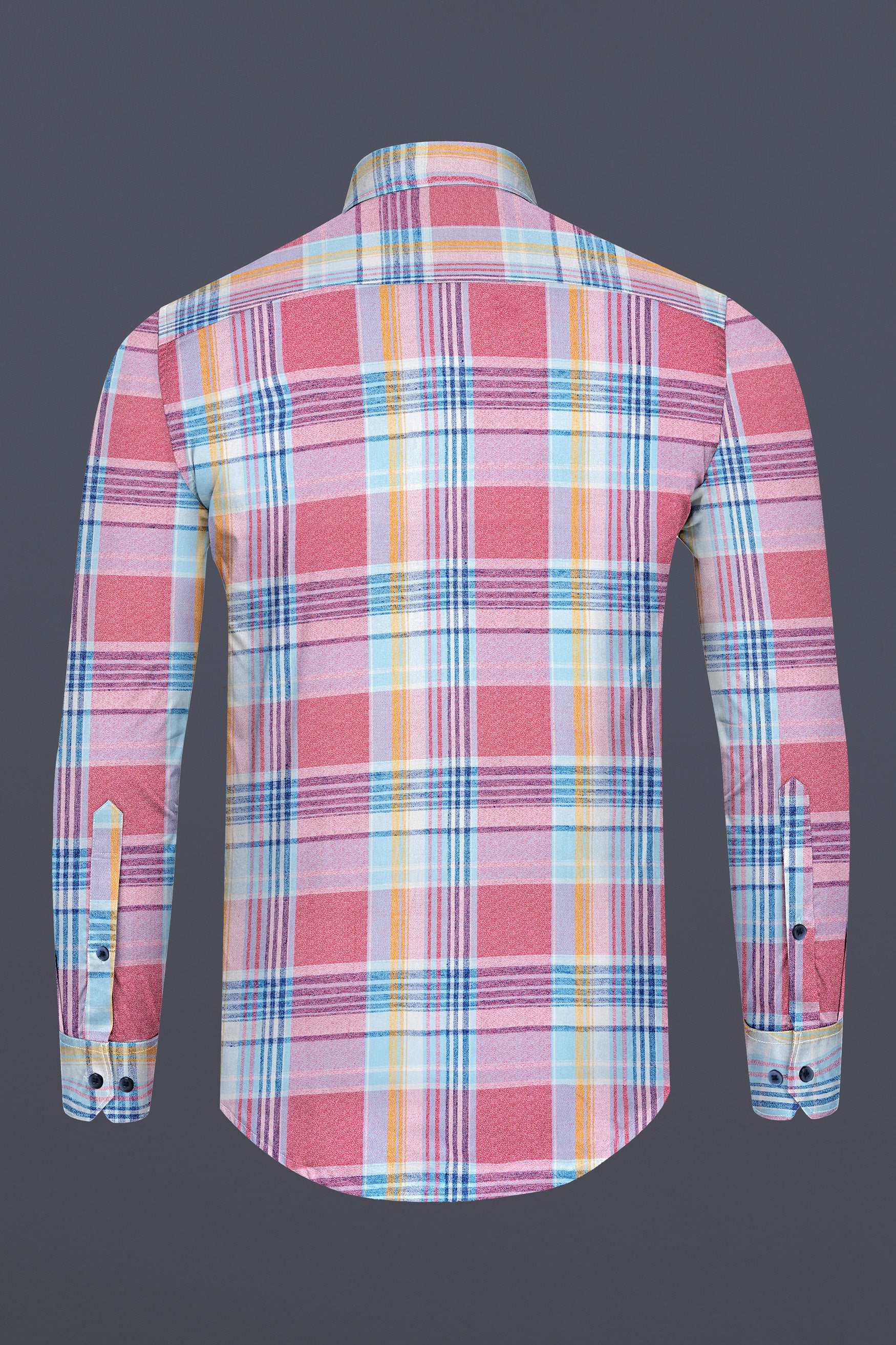 Red with sky Multicolour Plaid Premium Cotton Shirt