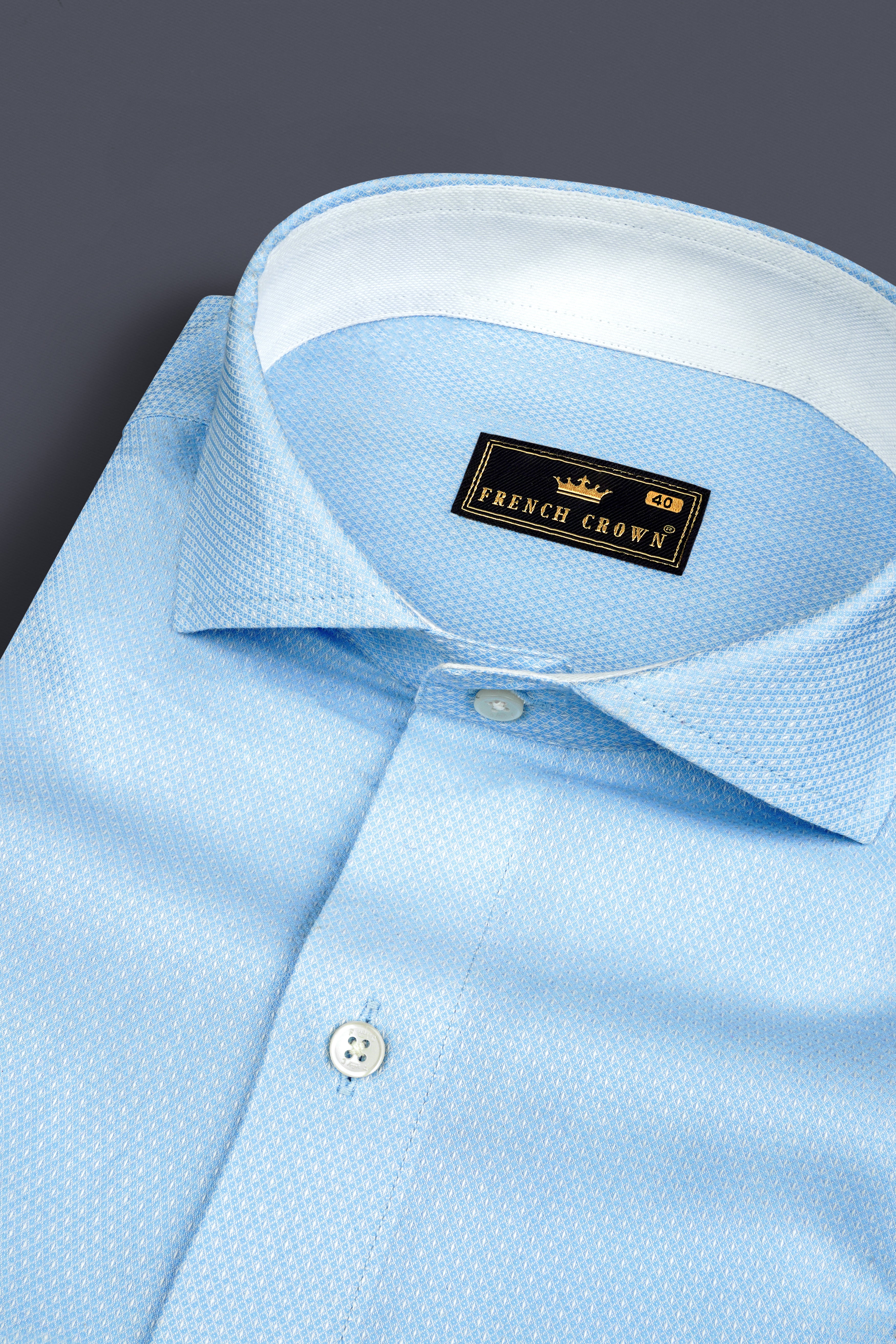 Blizzard Blue Dobby Textured Premium Giza Cotton Shirt