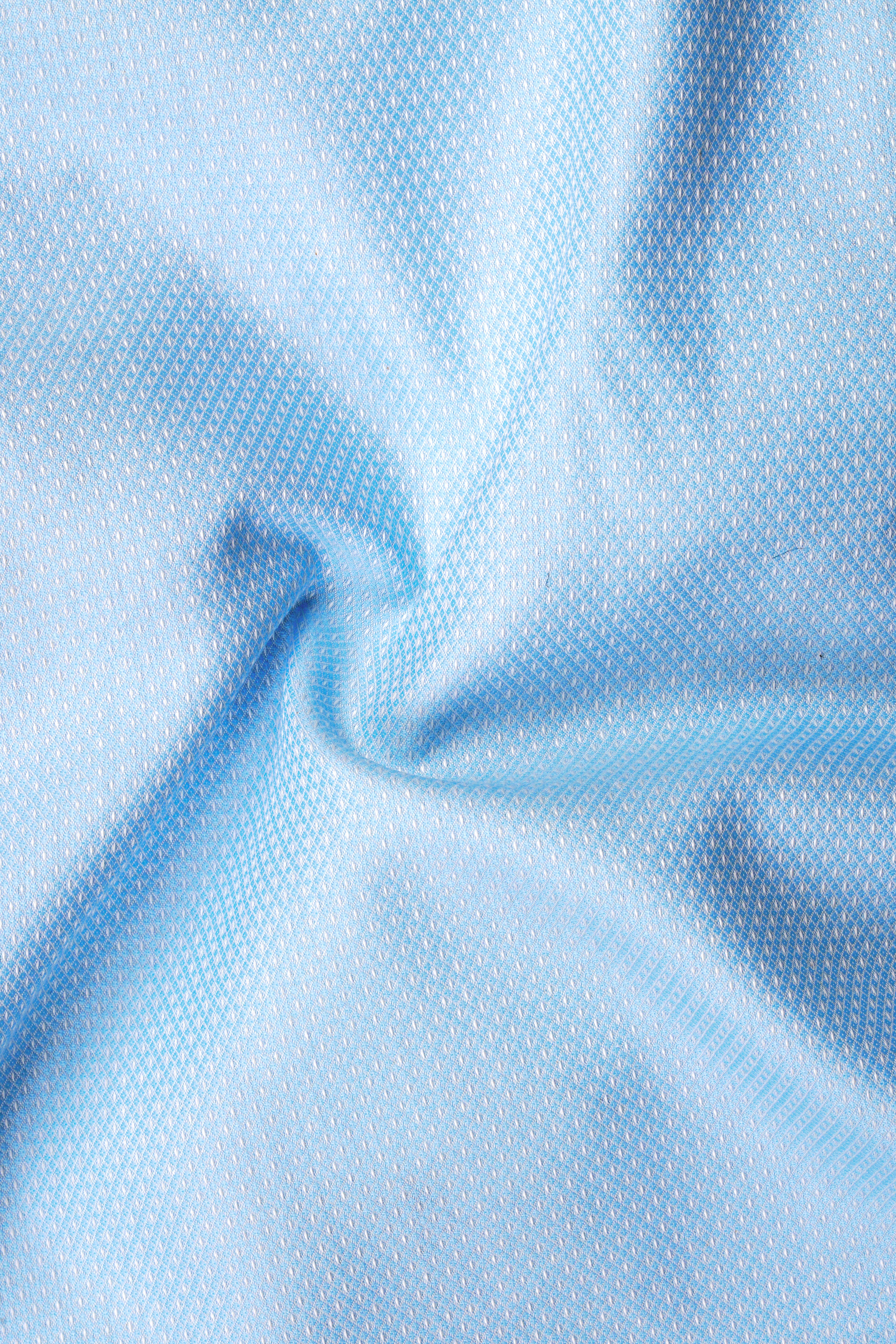 Blizzard Blue Dobby Textured Premium Giza Cotton Shirt