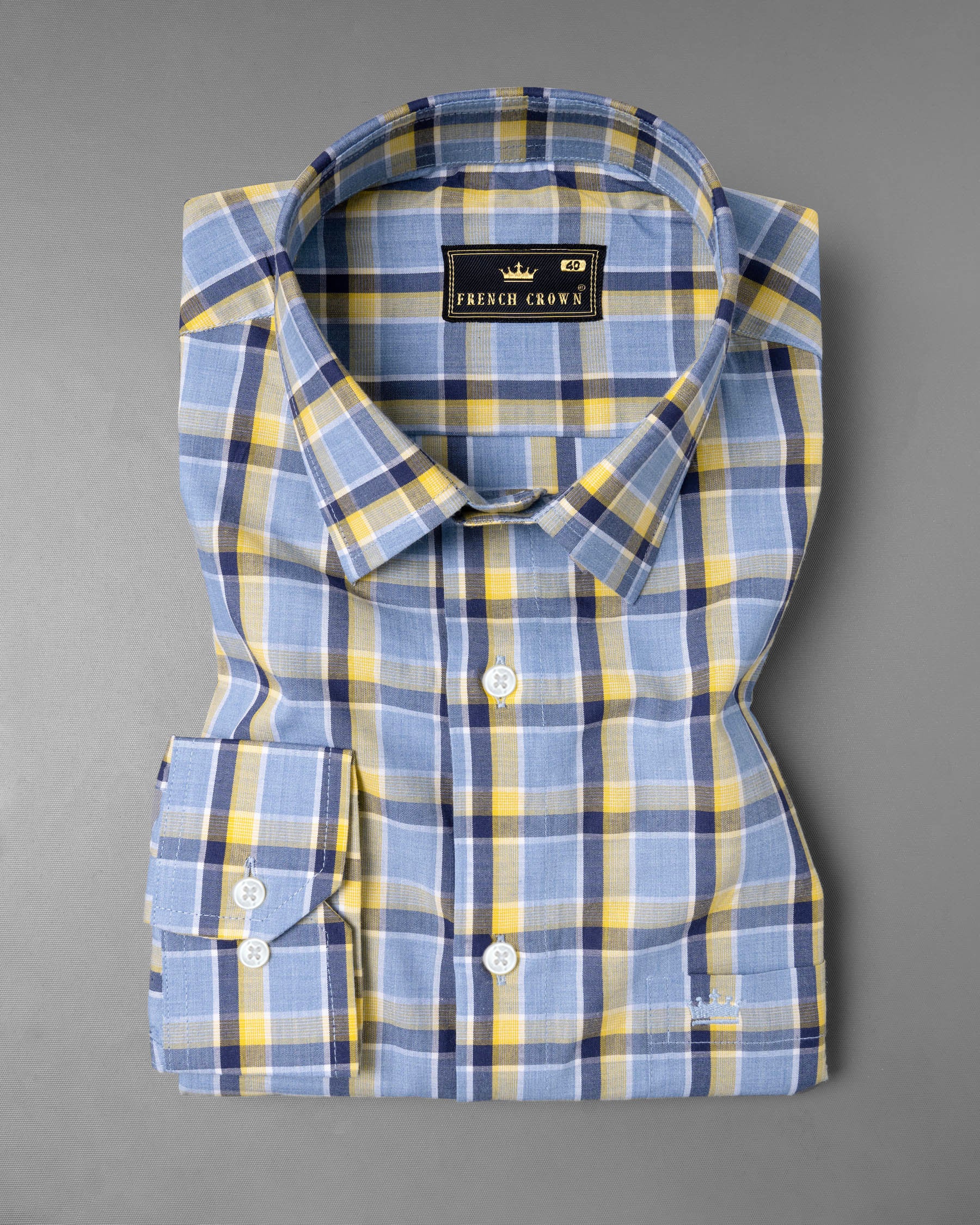 Echo Blue Plaid Premium Cotton Shirt