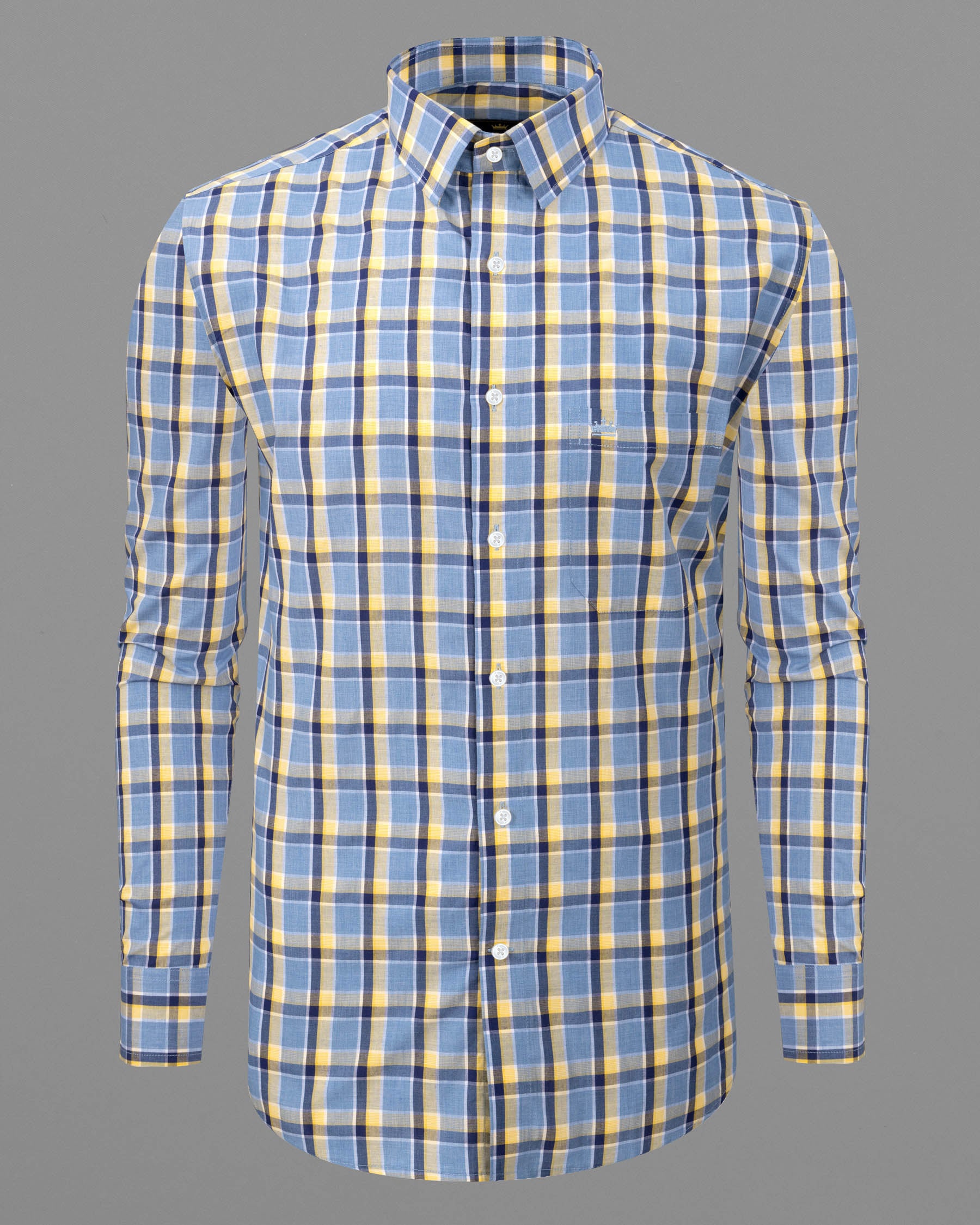 Echo Blue Plaid Premium Cotton Shirt
