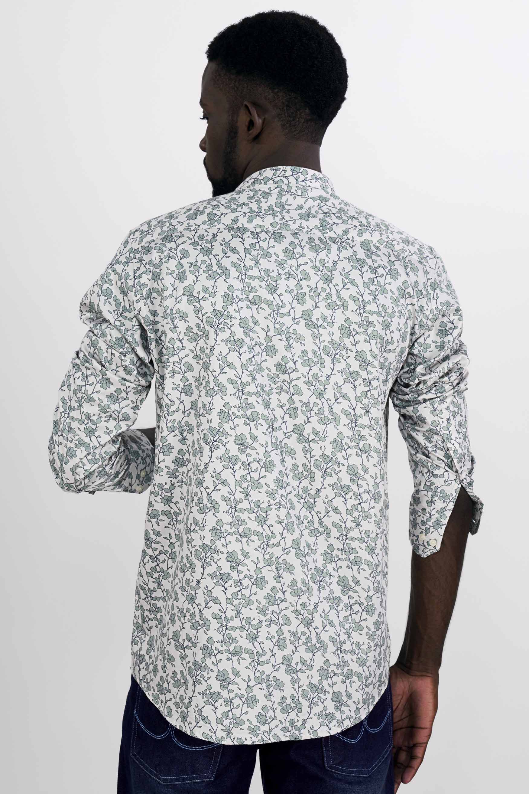 Gainsboro Gray and Tiara Green Leaves Printed with Taj Mahal Embroidered Super Soft Premium Cotton Designer Shirt 6195-M-E184-38, 6195-M-E184-H-38, 6195-M-E184-39, 6195-M-E184-H-39, 6195-M-E184-40, 6195-M-E184-H-40, 6195-M-E184-42, 6195-M-E184-H-42, 6195-M-E184-44, 6195-M-E184-H-44, 6195-M-E184-46, 6195-M-E184-H-46, 6195-M-E184-48, 6195-M-E184-H-48, 6195-M-E184-50, 6195-M-E184-H-50, 6195-M-E184-52, 6195-M-E184-H-52