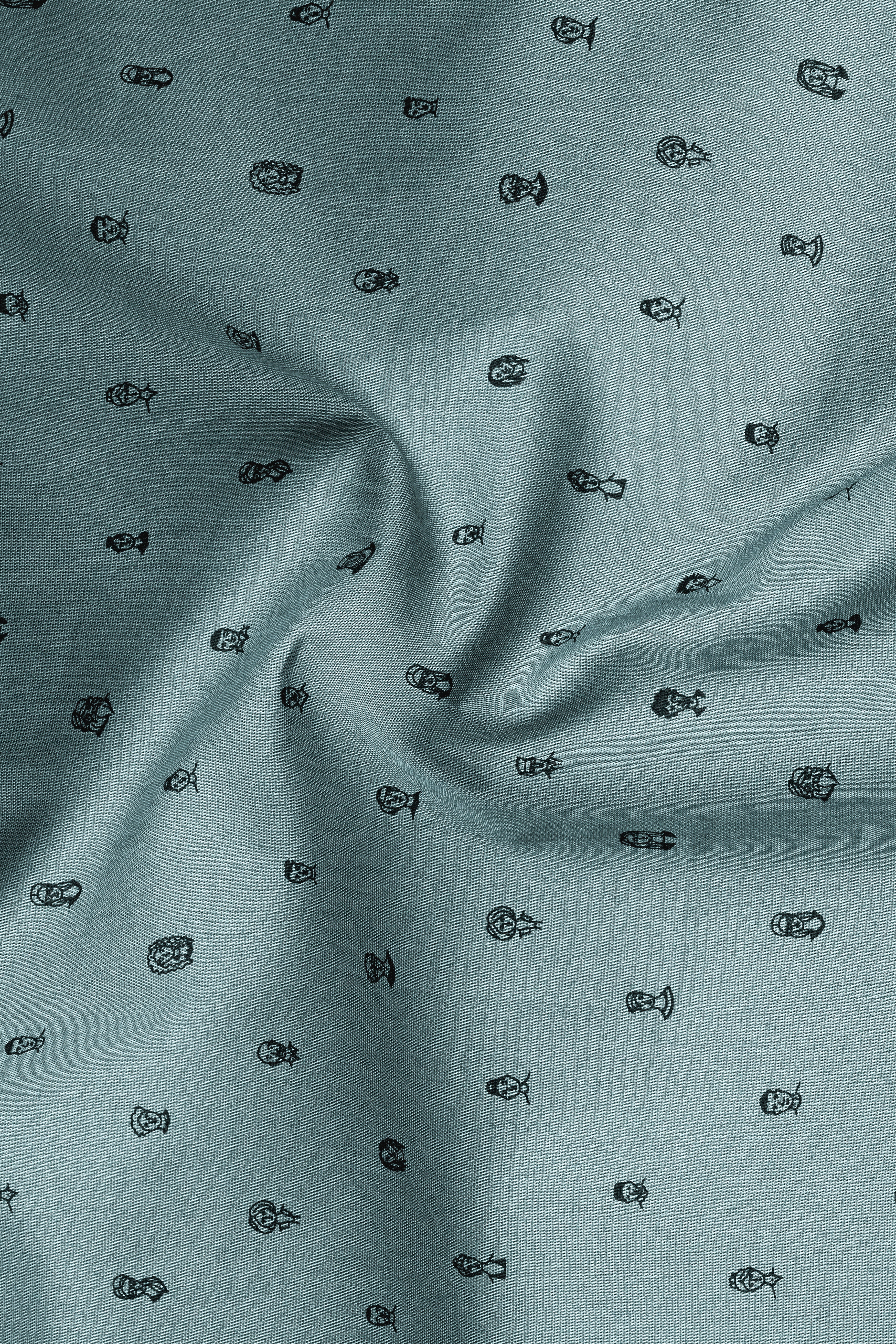 Pewter Face Printed Dobby Textured Premium Giza Cotton Shirt