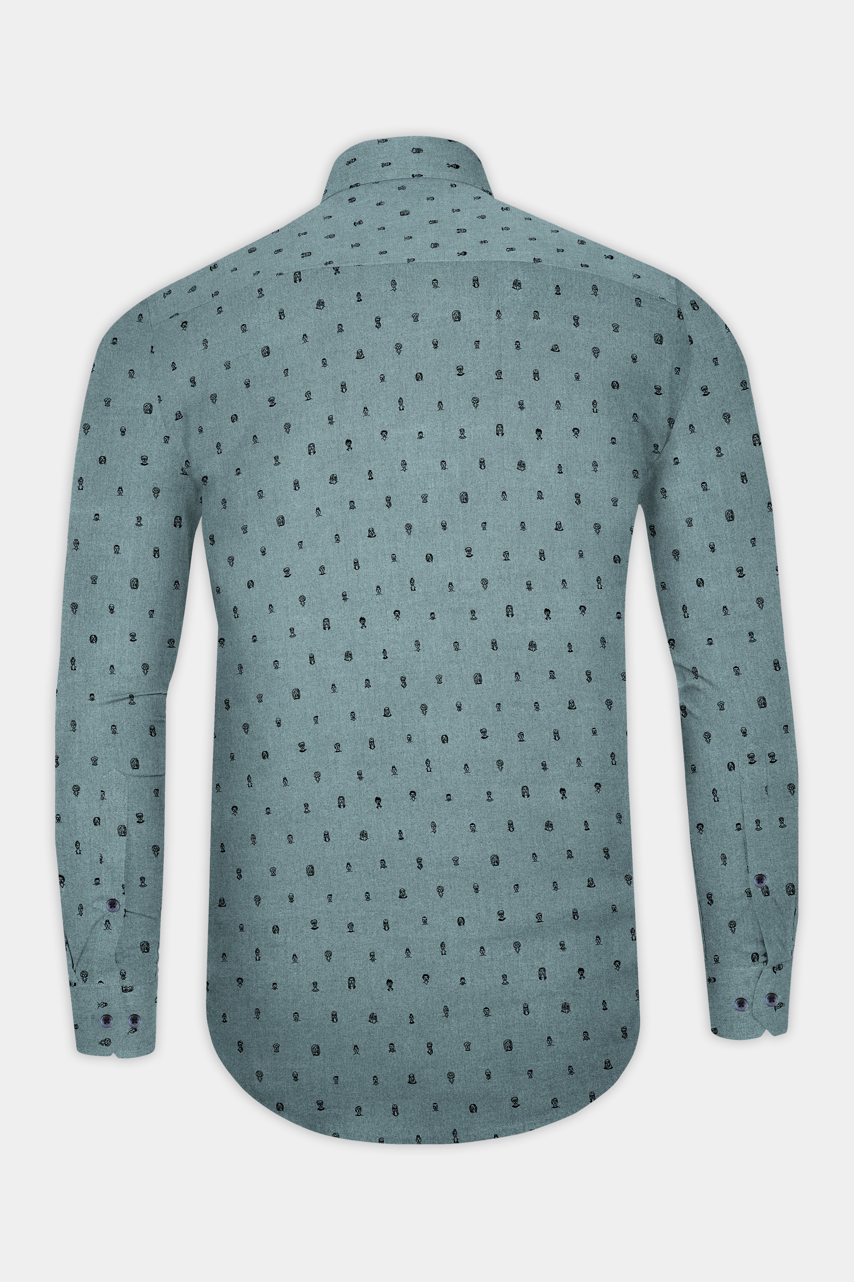 Pewter Face Printed Dobby Textured Premium Giza Cotton Shirt