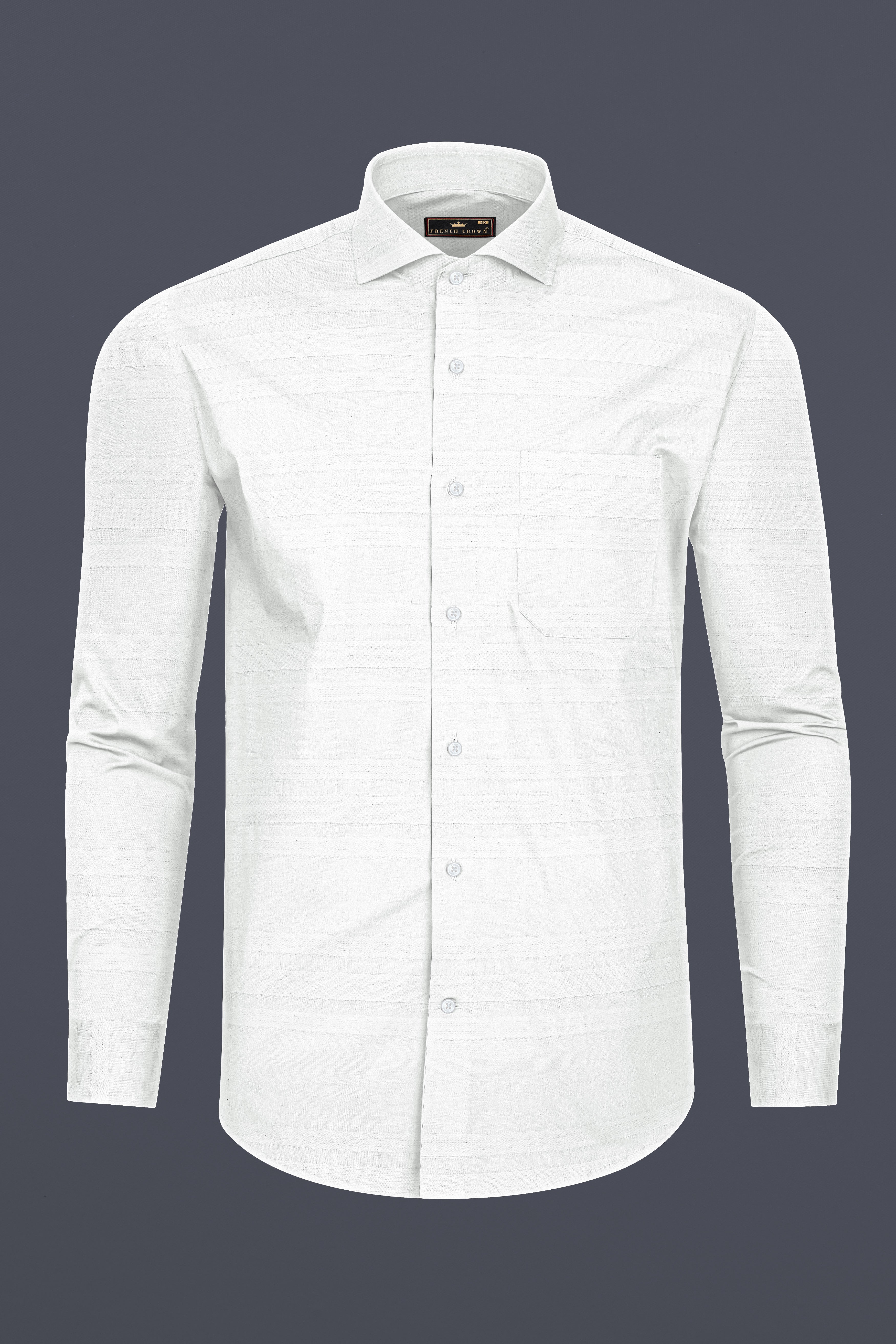Bright White Dobby Striped Premium Giza Cotton Shirt