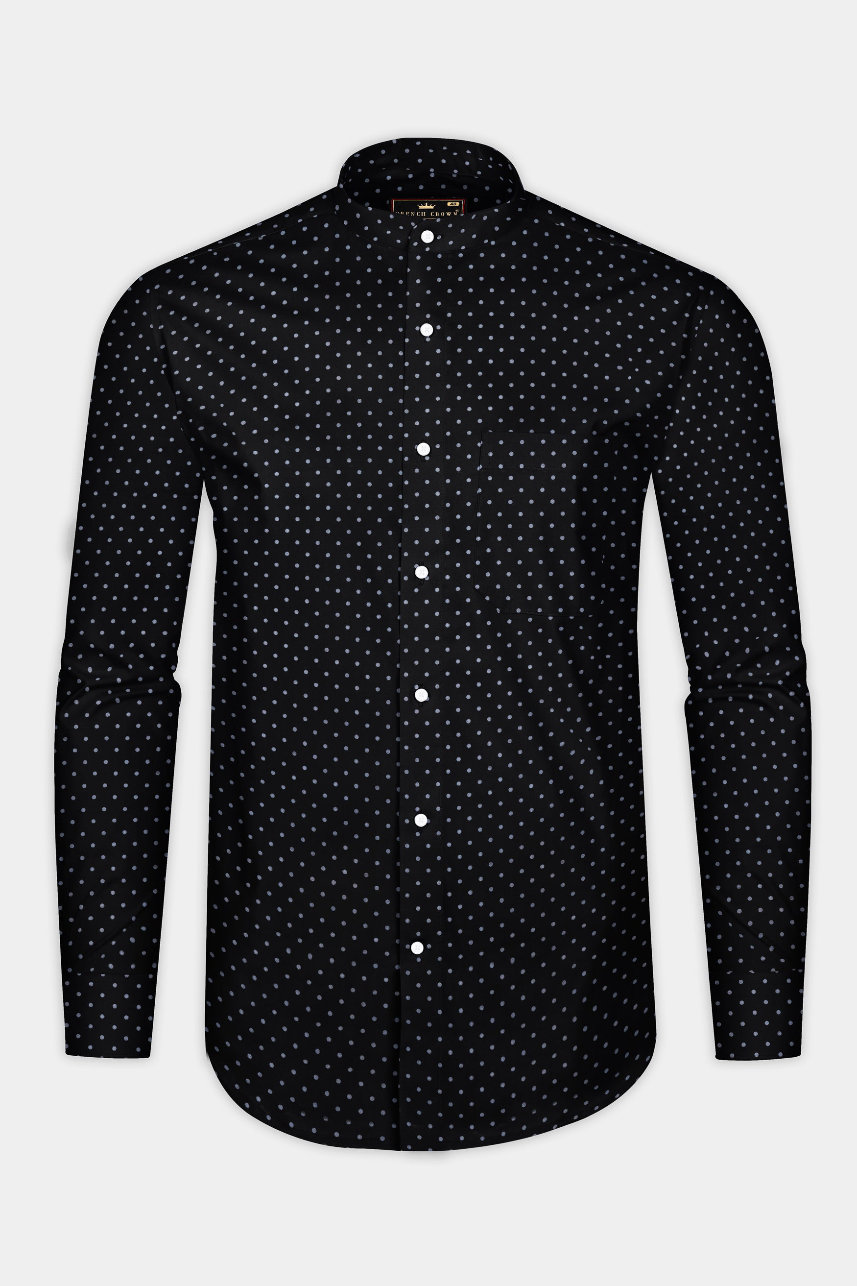 Jade Black Twill Polka Dots Premium Cotton Shirt