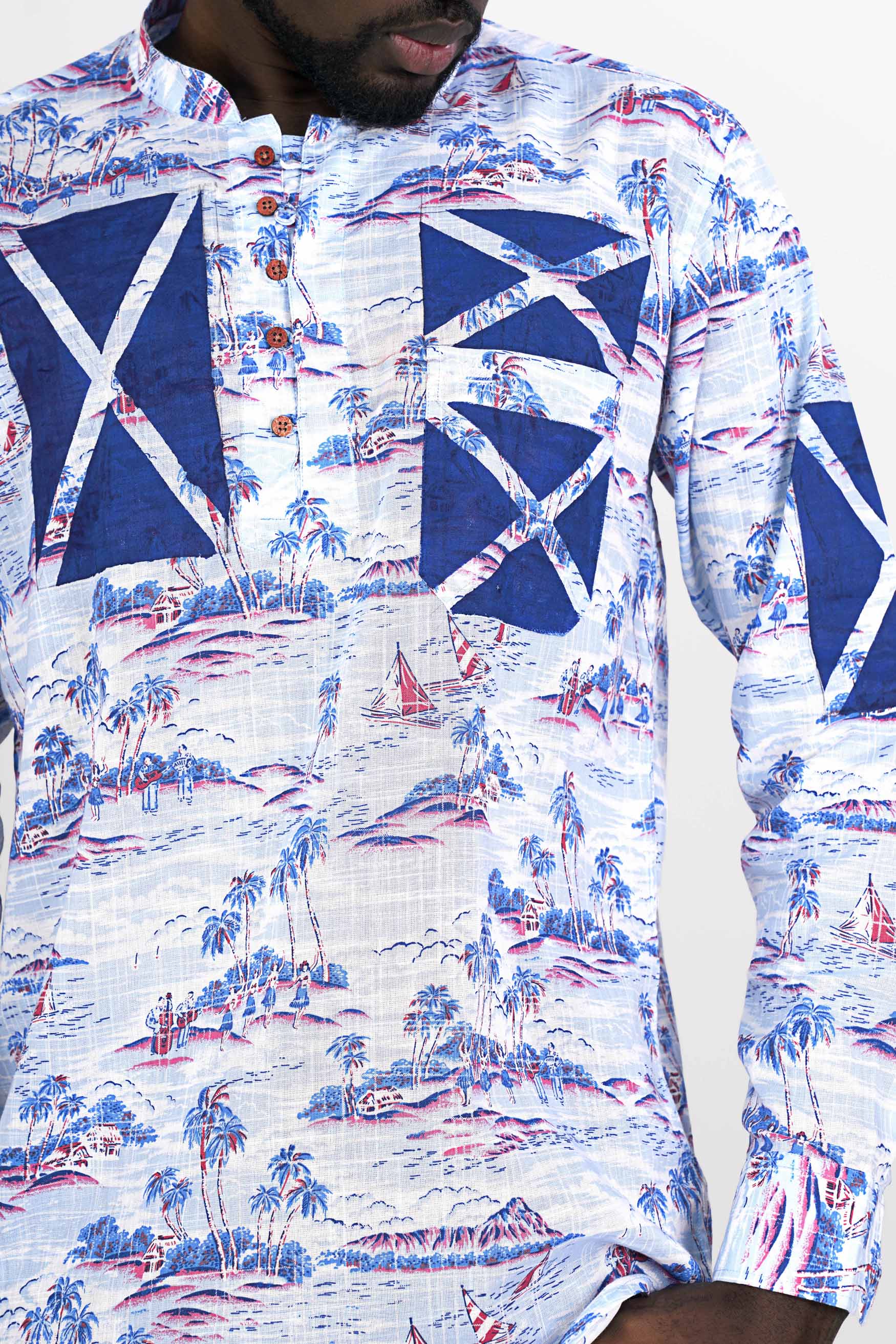 Bright White with Cerulean Blue Hand Painted Luxurious Linen Designer Kurta Shirt 6275-KS-ART-38, 6275-KS-ART-H-38, 6275-KS-ART-39, 6275-KS-ART-H-39, 6275-KS-ART-40, 6275-KS-ART-H-40, 6275-KS-ART-42, 6275-KS-ART-H-42, 6275-KS-ART-44, 6275-KS-ART-H-44, 6275-KS-ART-46, 6275-KS-ART-H-46, 6275-KS-ART-48, 6275-KS-ART-H-48, 6275-KS-ART-50, 6275-KS-ART-H-50, 6275-KS-ART-52, 6275-KS-ART-H-52