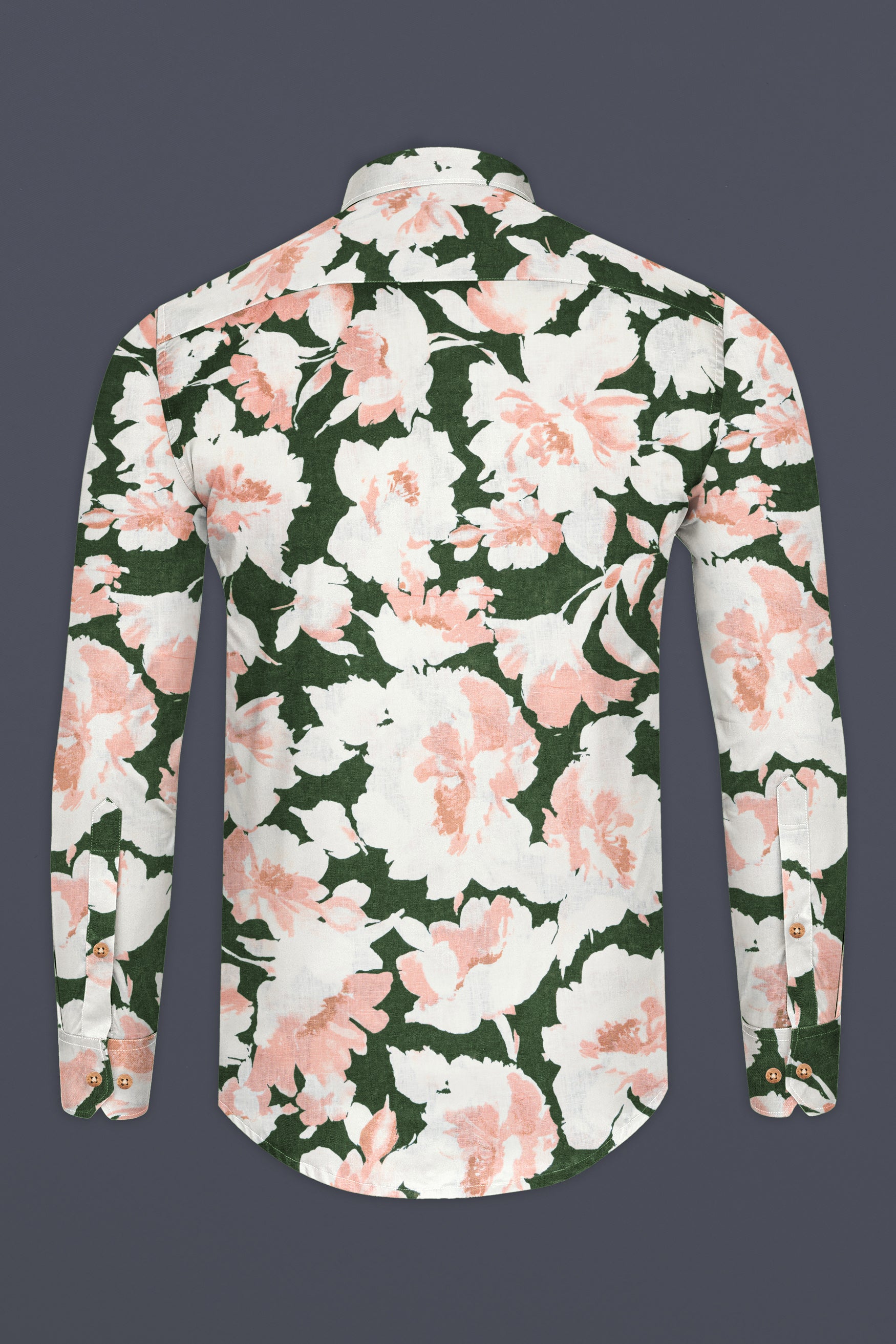 Siam Green Floral Printed Luxurious Linen Kurta Shirt