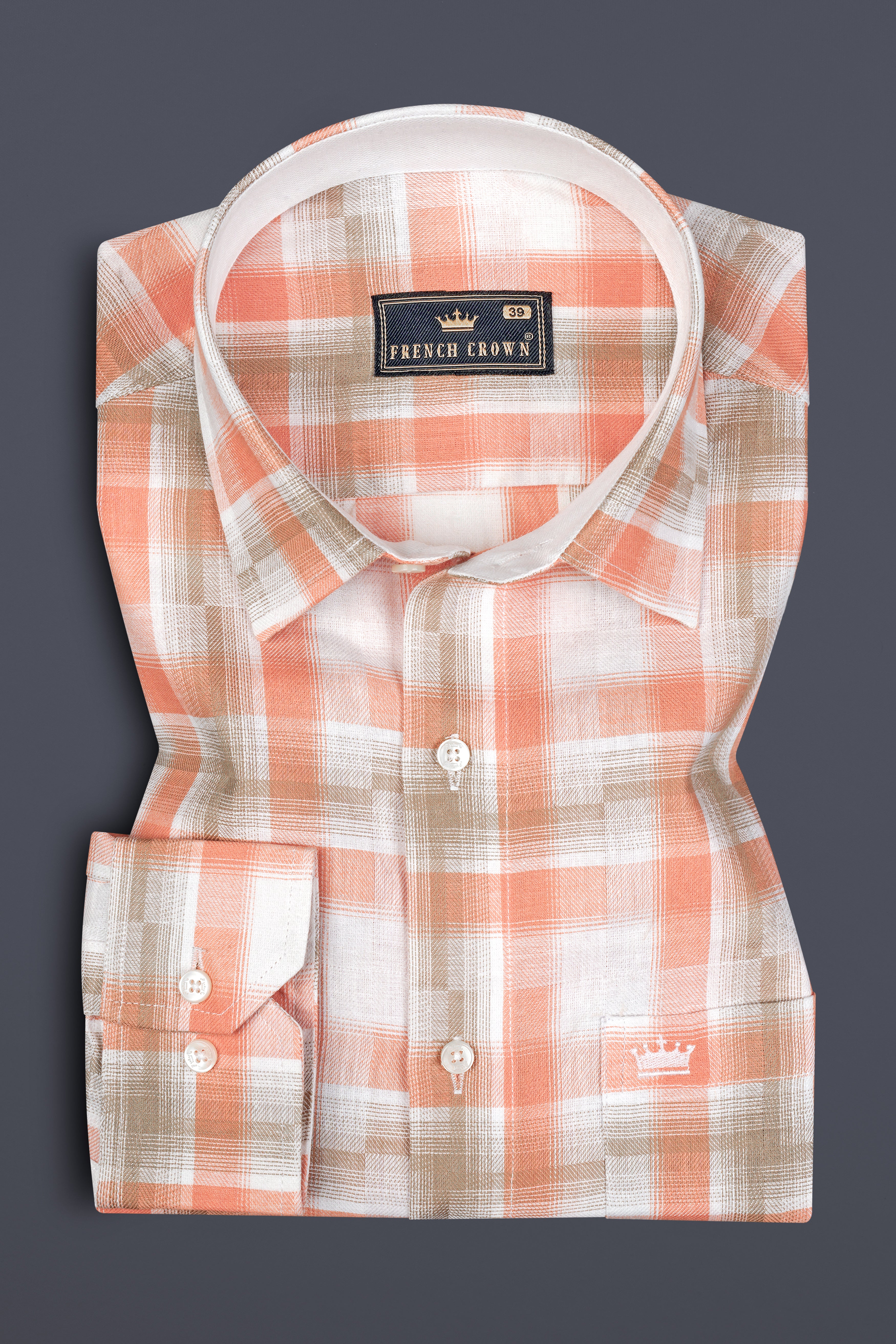 Beaver Brown and Zinnwaldite Twill Checkered Premium Cotton Shirt